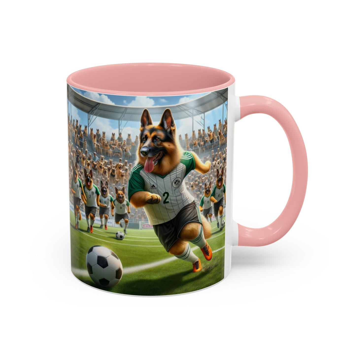 German Shepherd Playing Soccer Accent Coffee Mug, 11oz