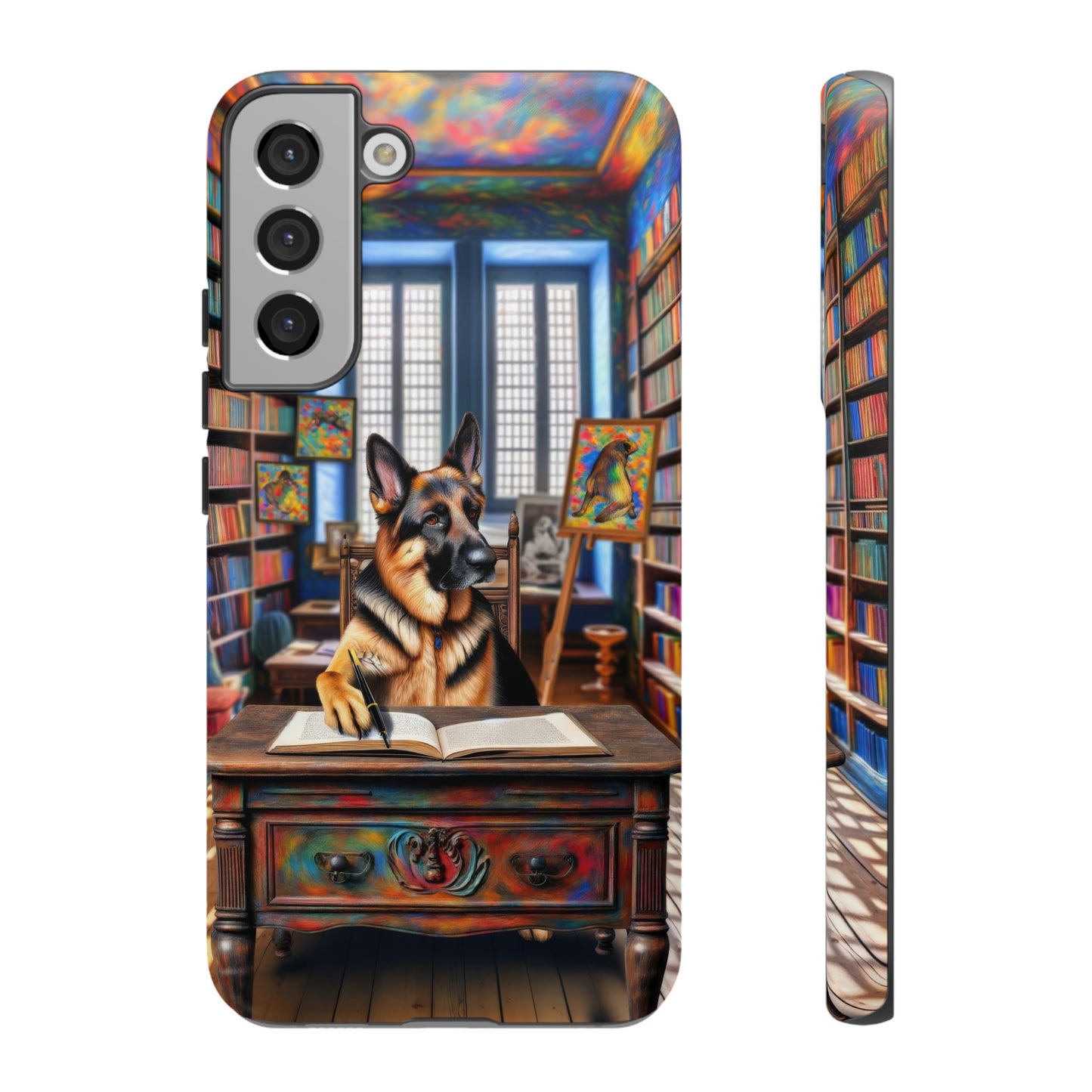 German Shepherd Writing a Book Phone Case