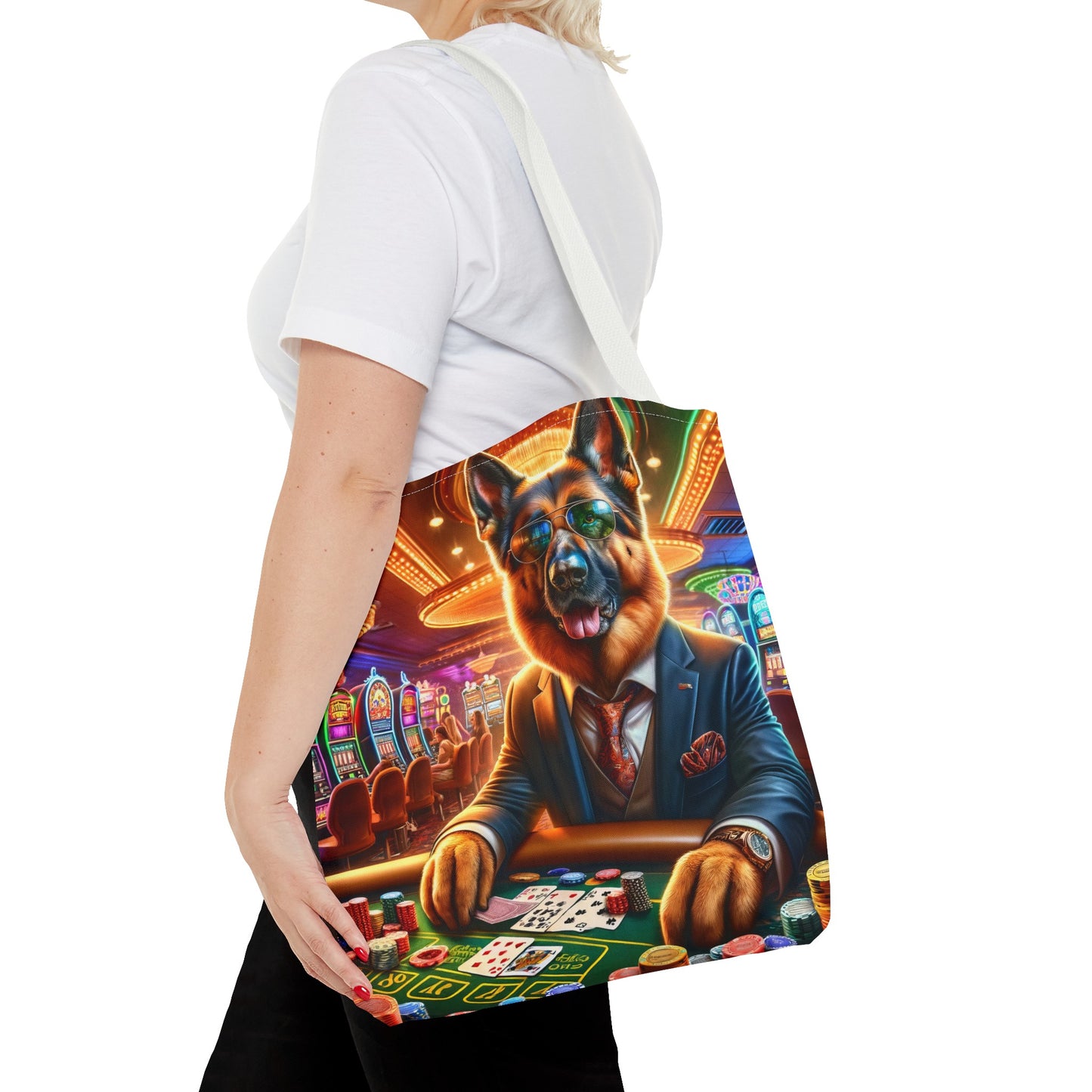 German Shepherd Playing Poker Tote Bag