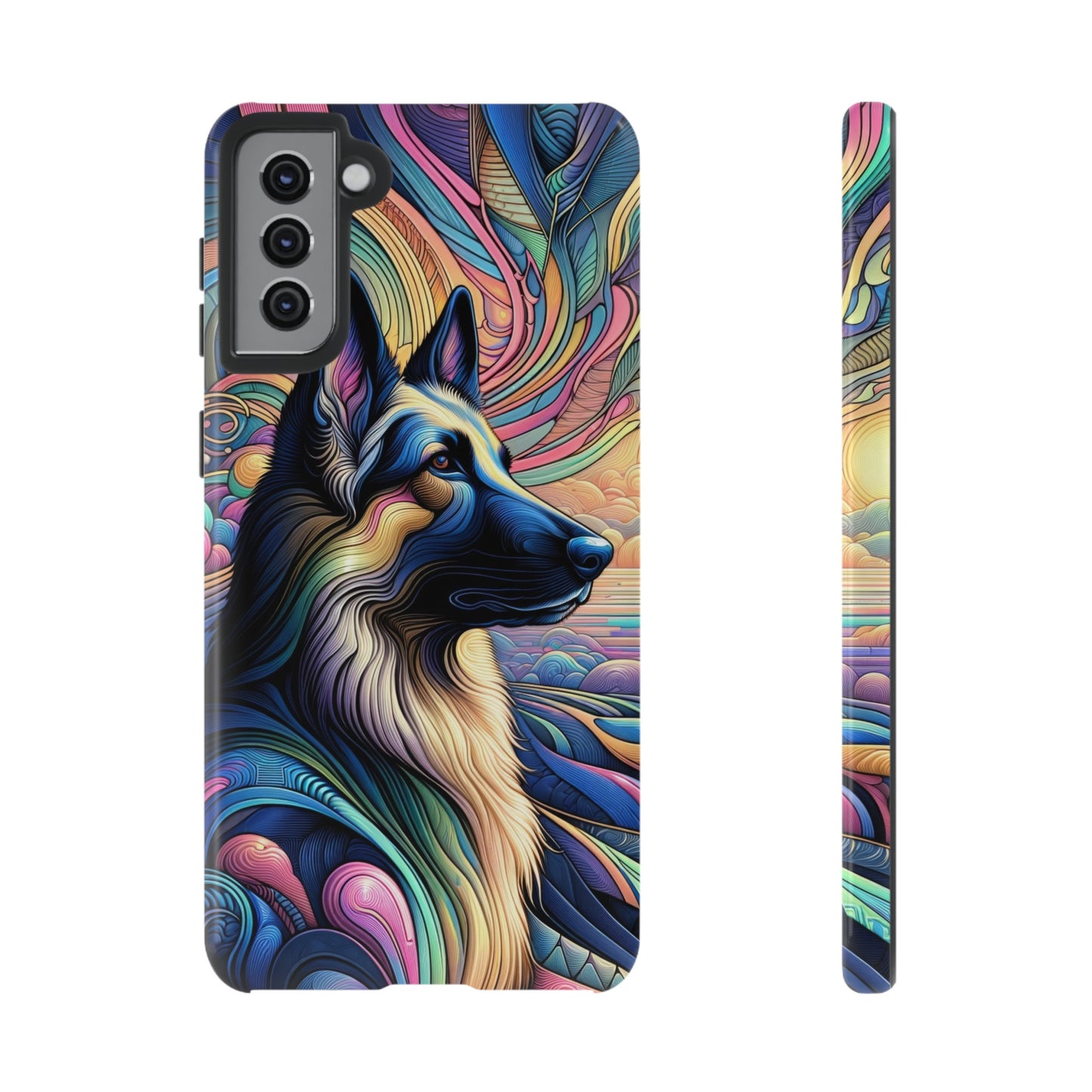 Art nouveau and vaporwave German Shepherd Phone Case