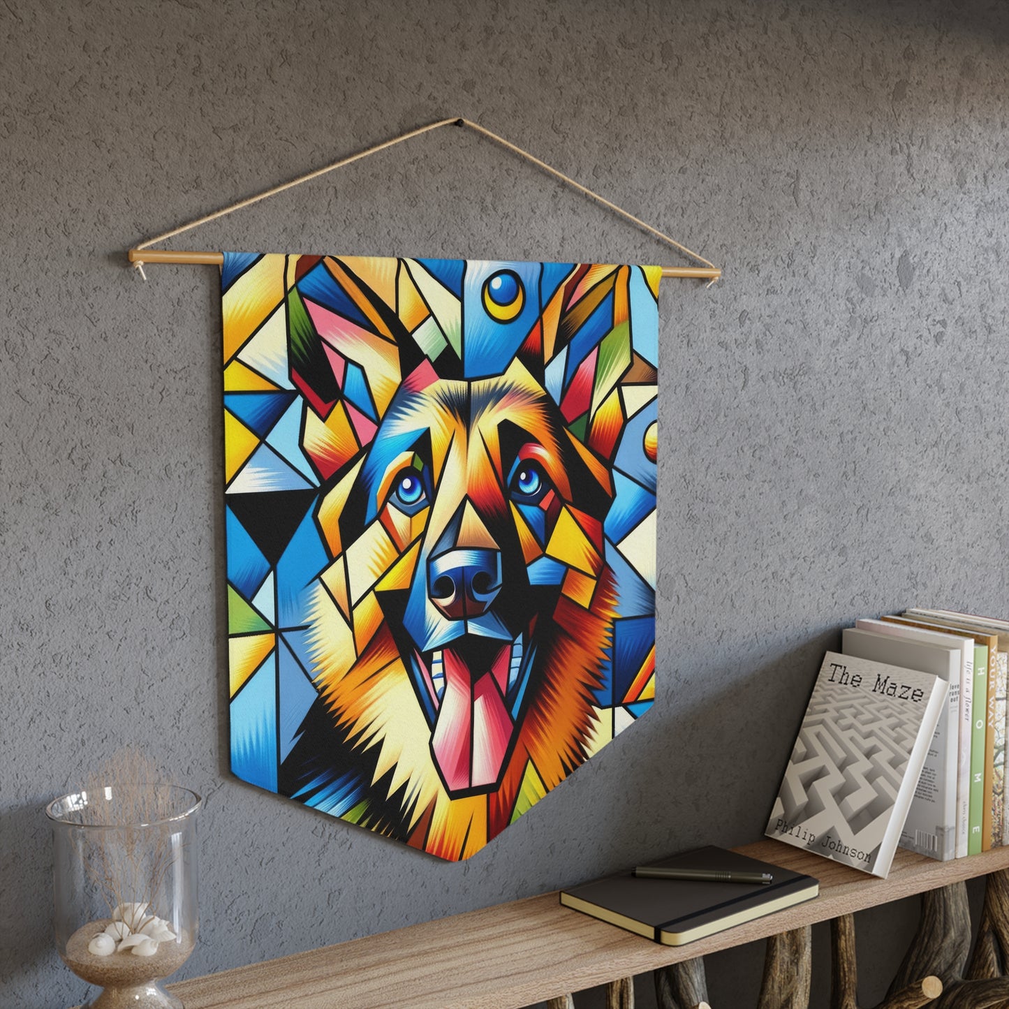 German Shepherd in Cubism Pennant