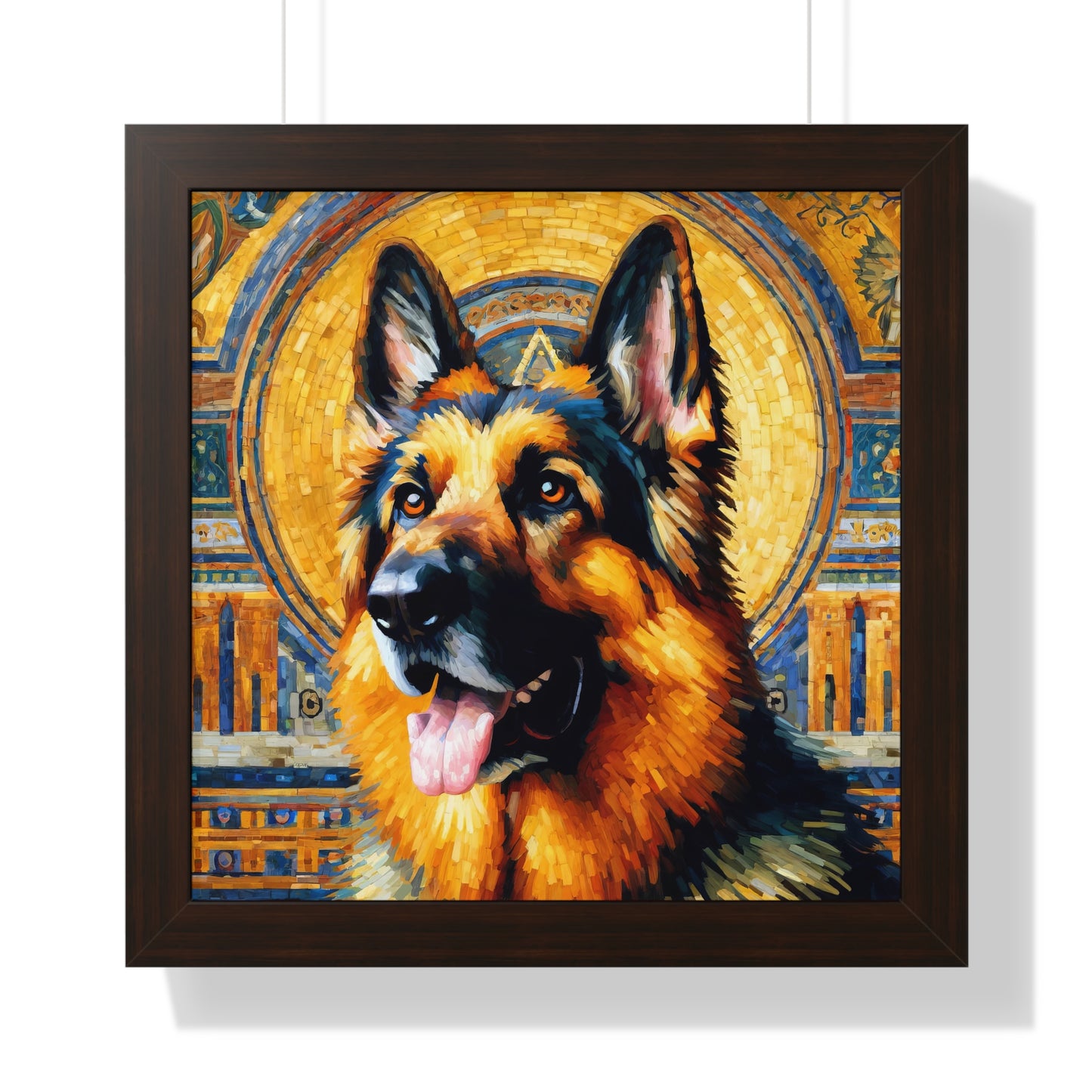 Neo-impressionist German Shepherd Framed Poster Painting 16x16