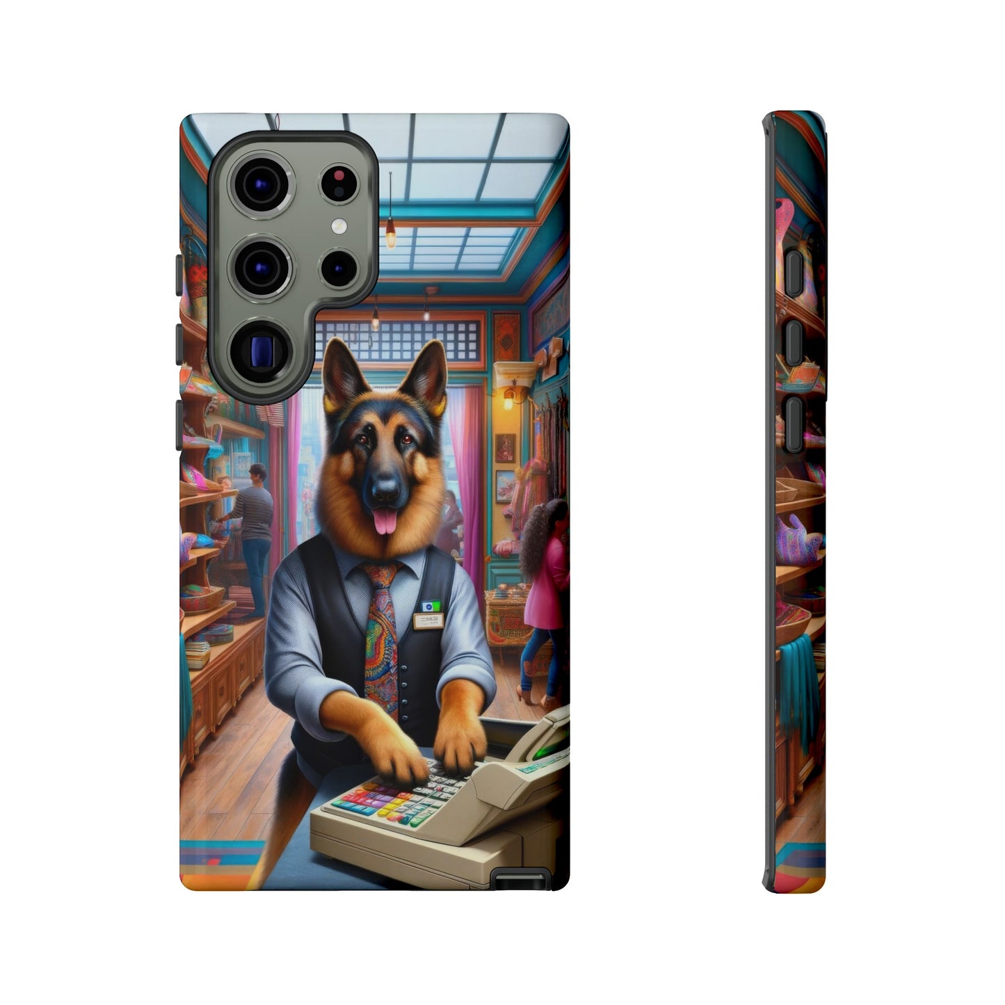 German Shepherd Operating a Cash Register Phone Case