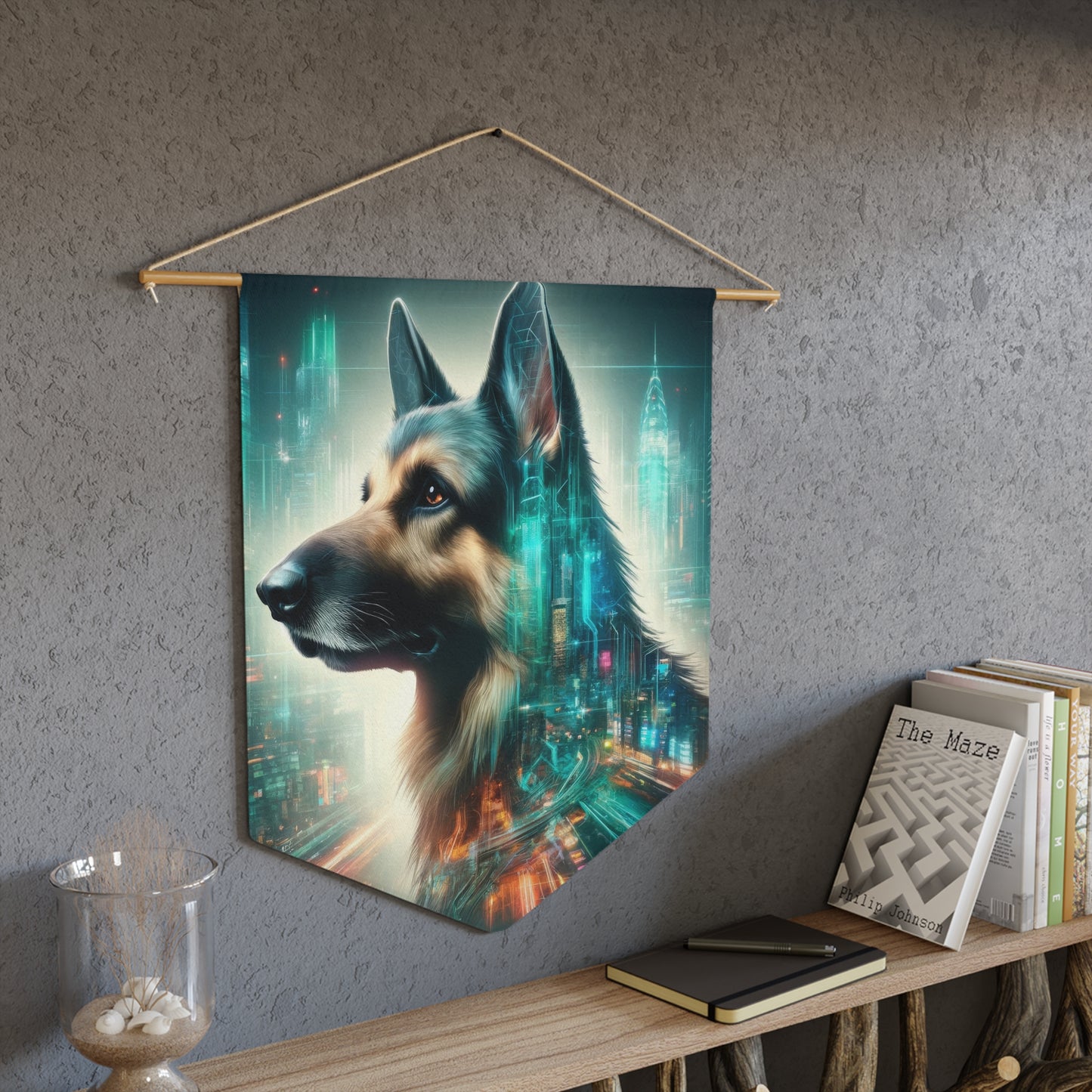 Cyberpunk German Shepherd Pennant