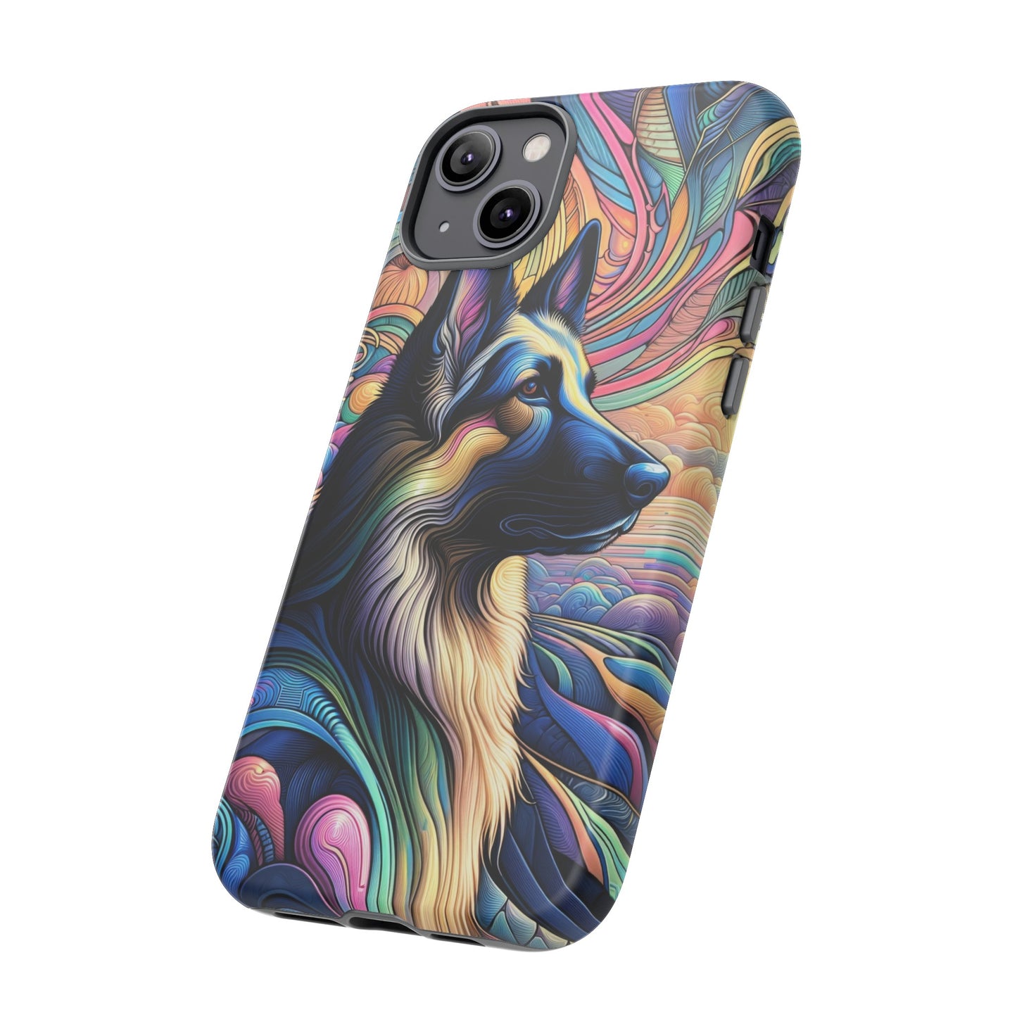 Art nouveau and vaporwave German Shepherd Phone Case