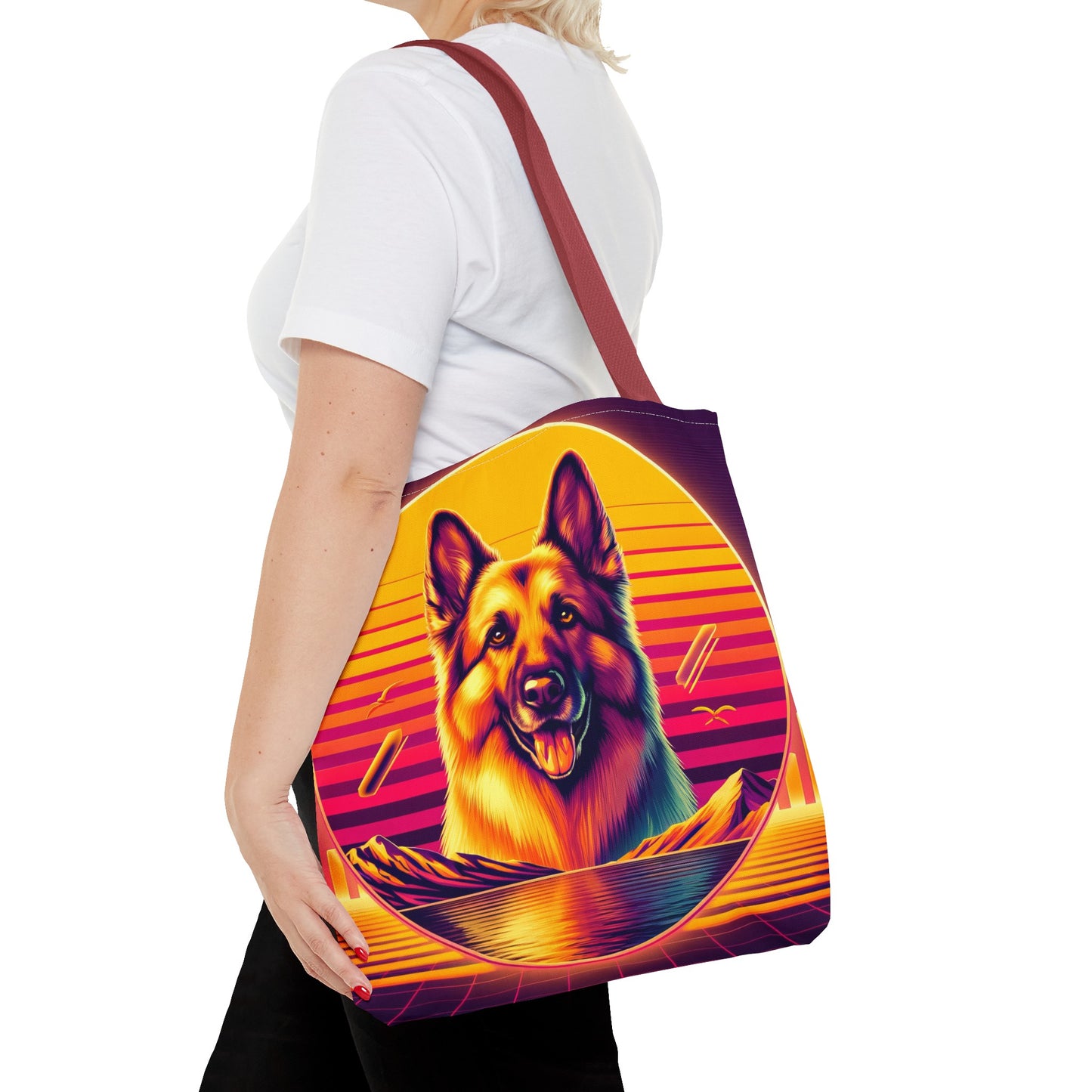 Vaporwave and golden hour German Shepherd Tote Bag