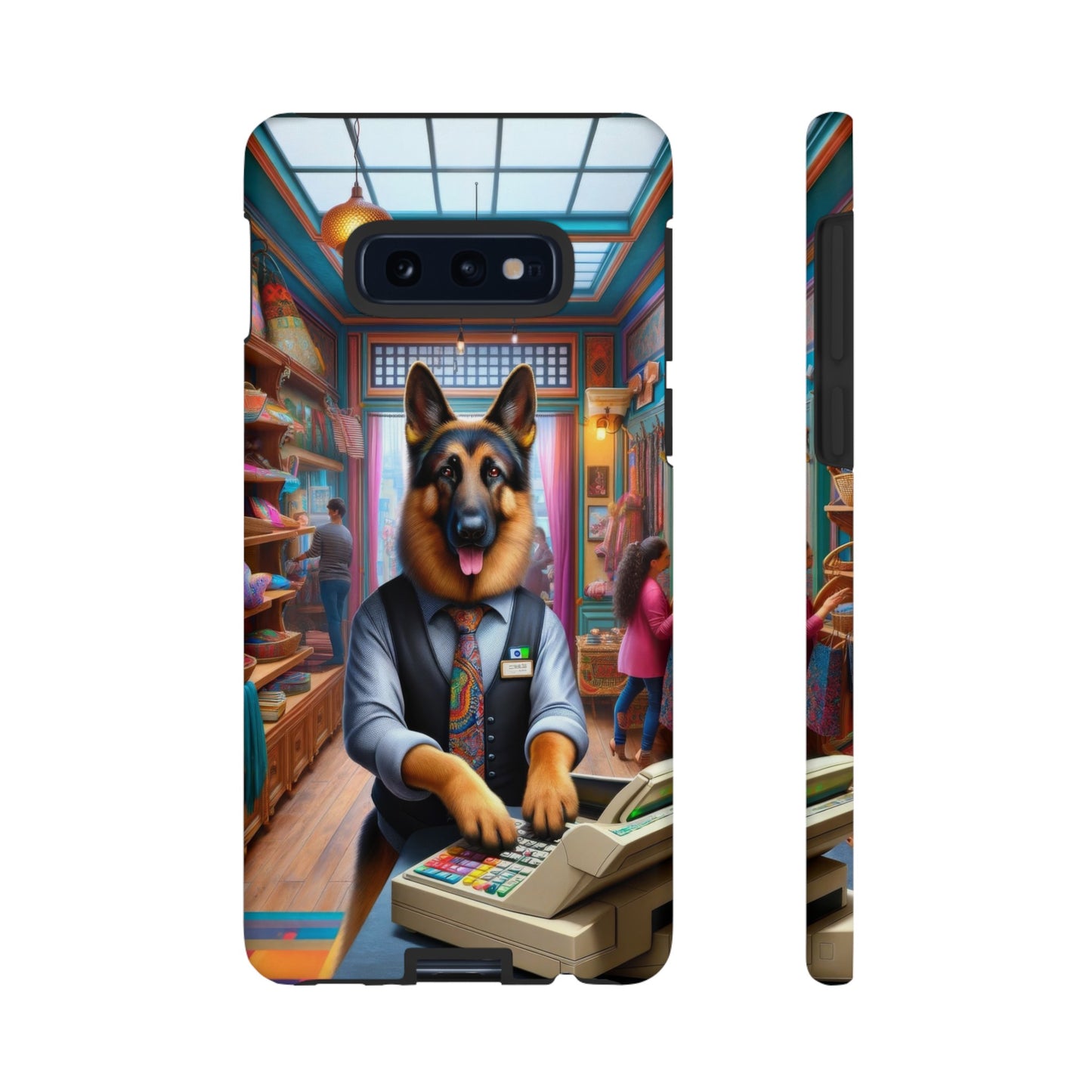 German Shepherd Operating a Cash Register Phone Case