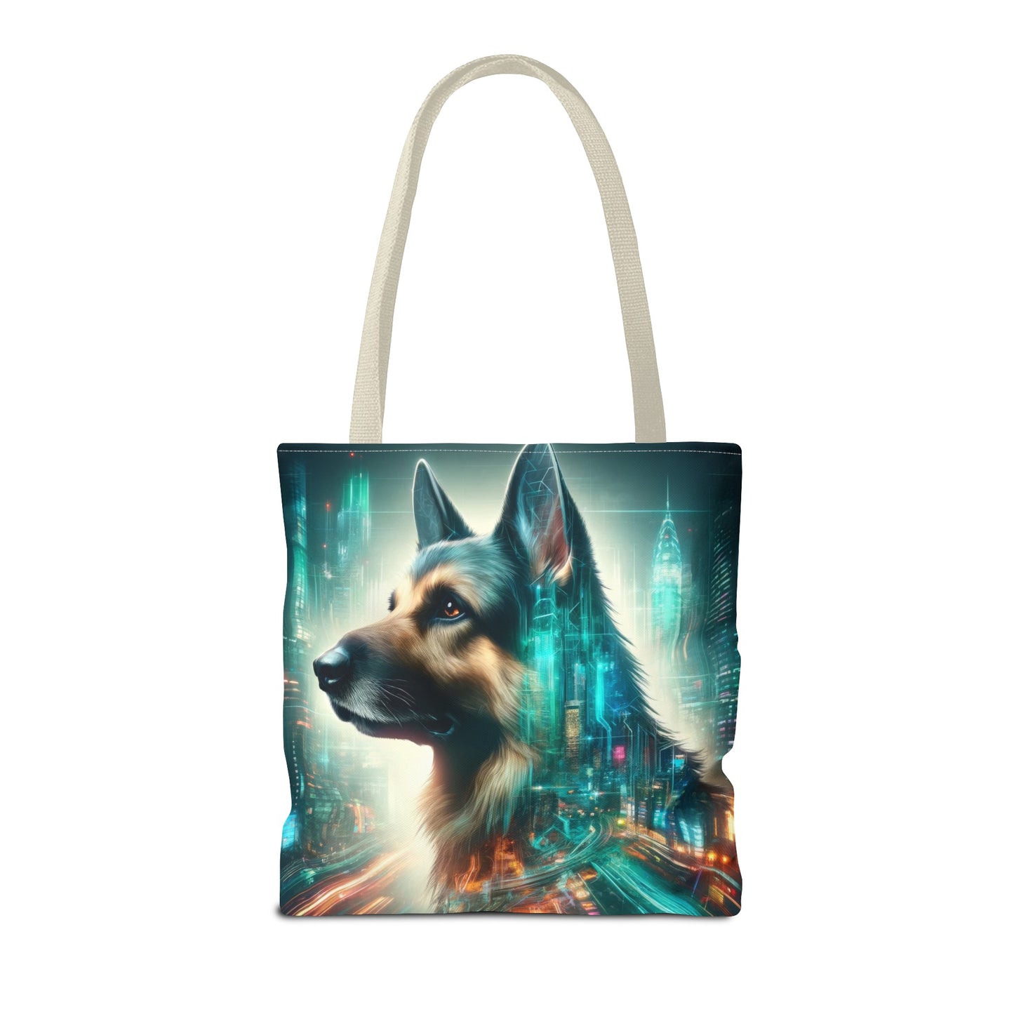 Cyberpunk German Shepherd Tote Bag