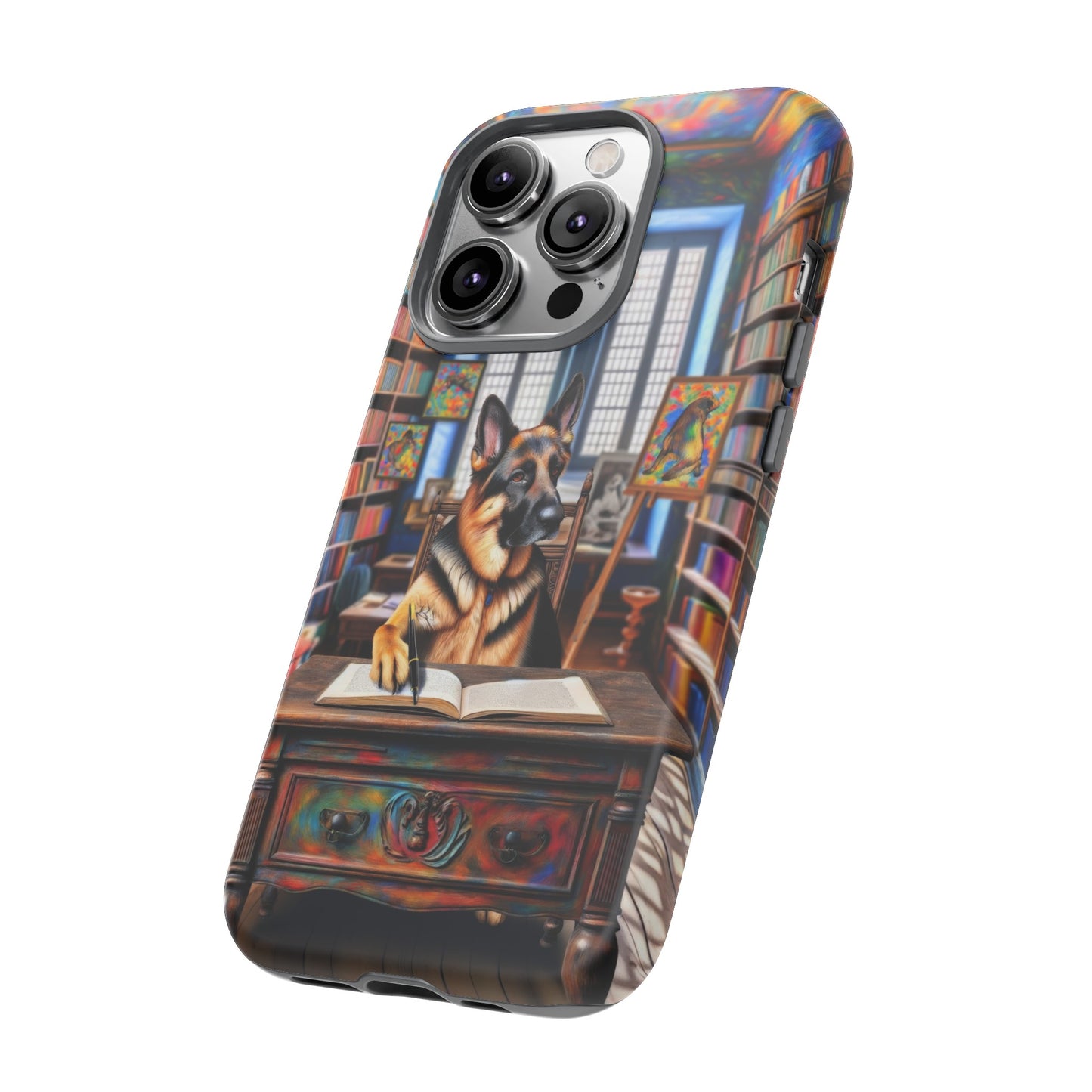 German Shepherd Writing a Book Phone Case