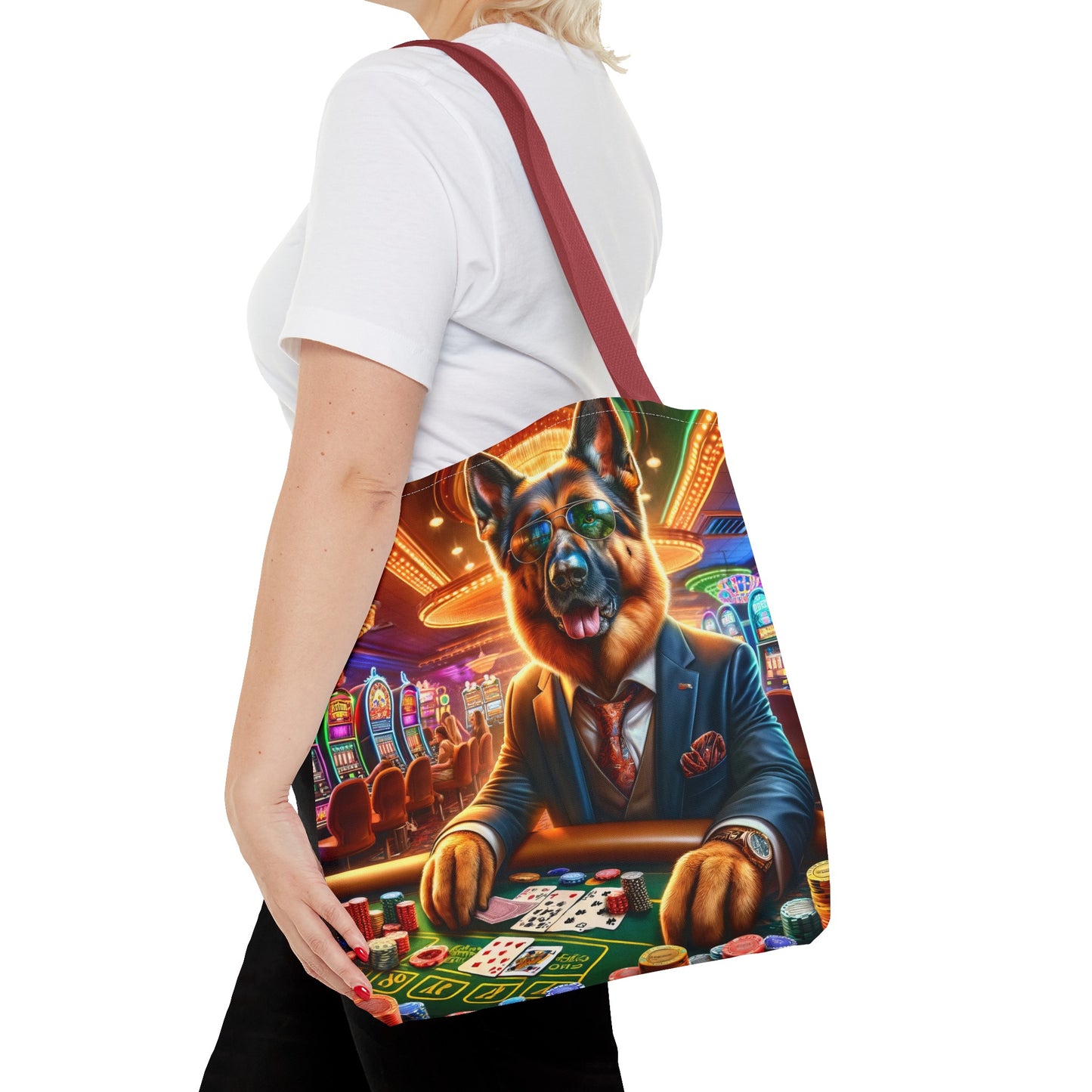 German Shepherd Playing Poker Tote Bag