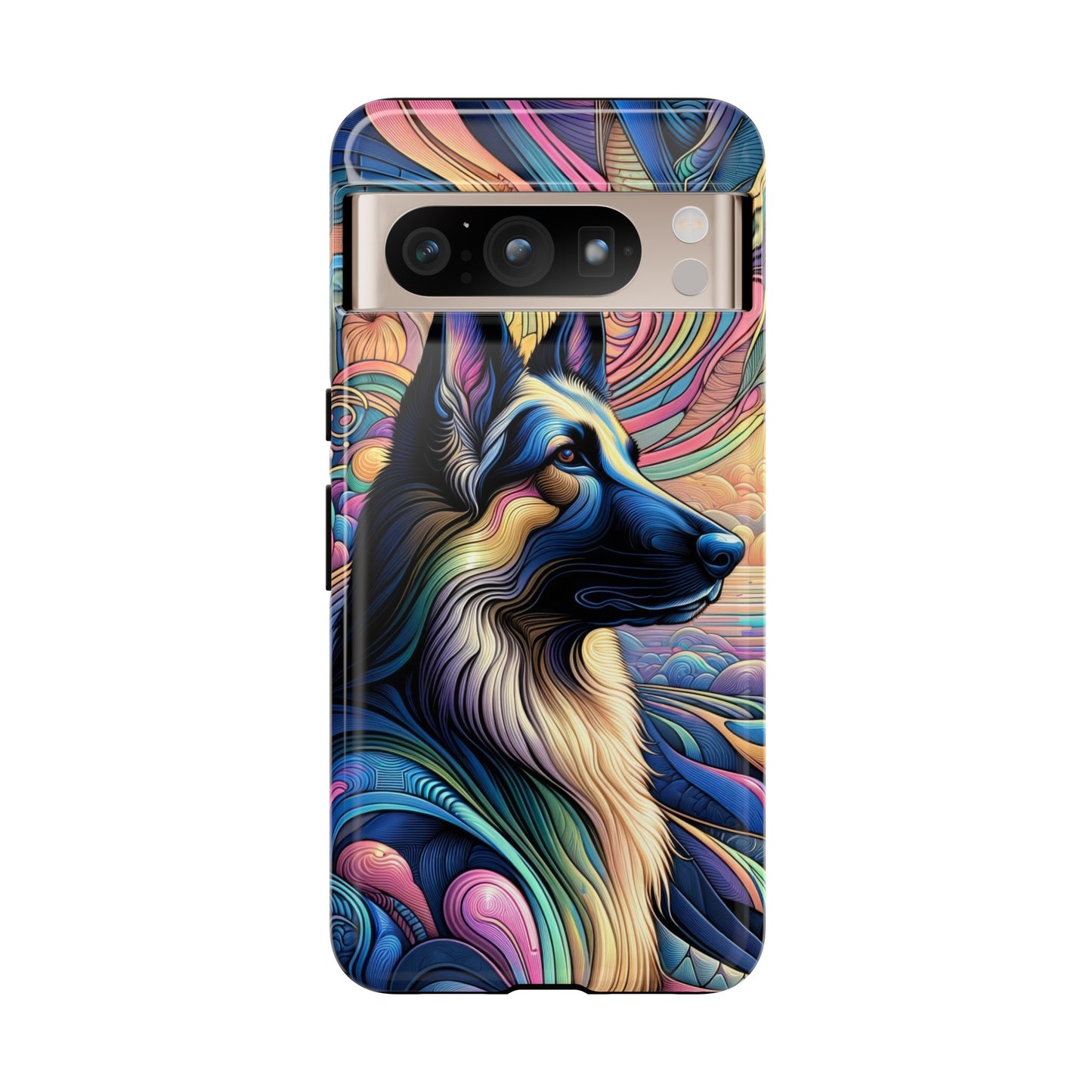 Art nouveau and vaporwave German Shepherd Phone Case