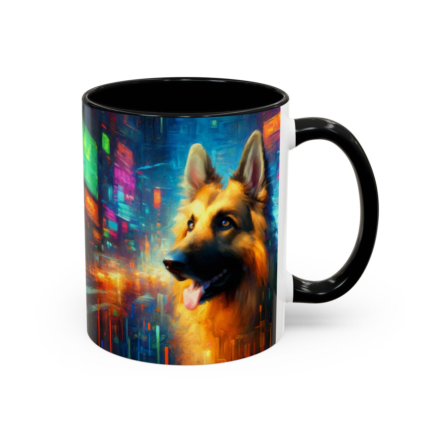 Impressionism meets cyberpunk German Shepherd Coffee Mug