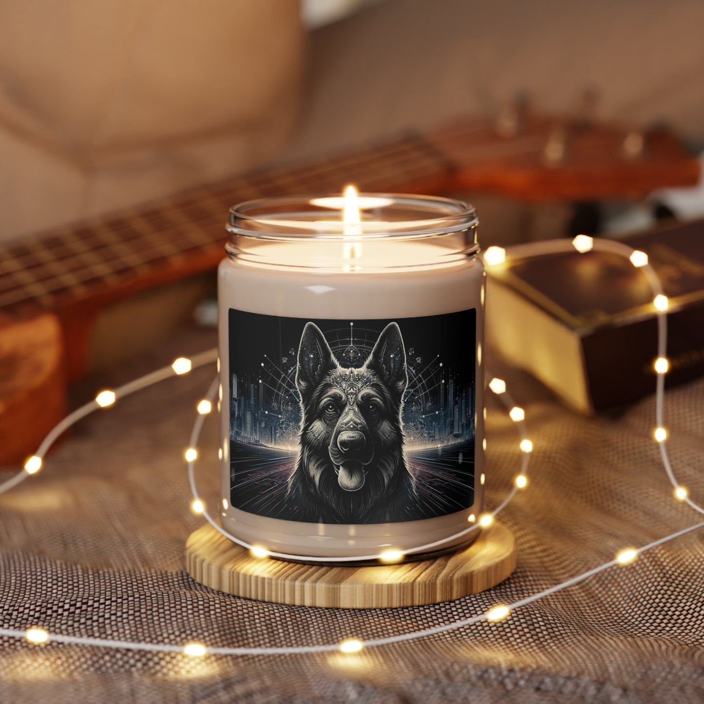 Futuristic German Shepherd Scented Soy Candle, 9oz