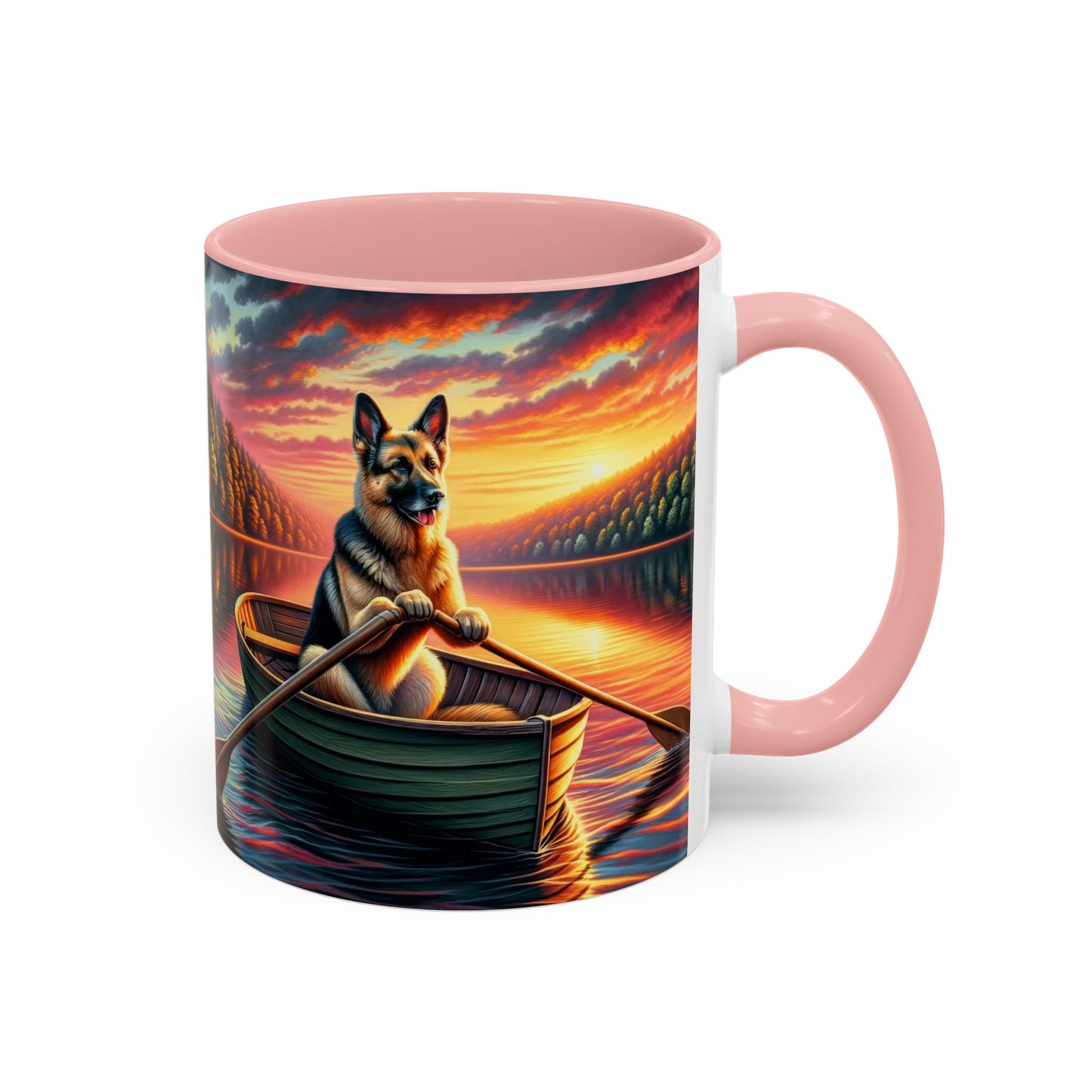 German Shepherd Rowing a Boat Coffee Mug