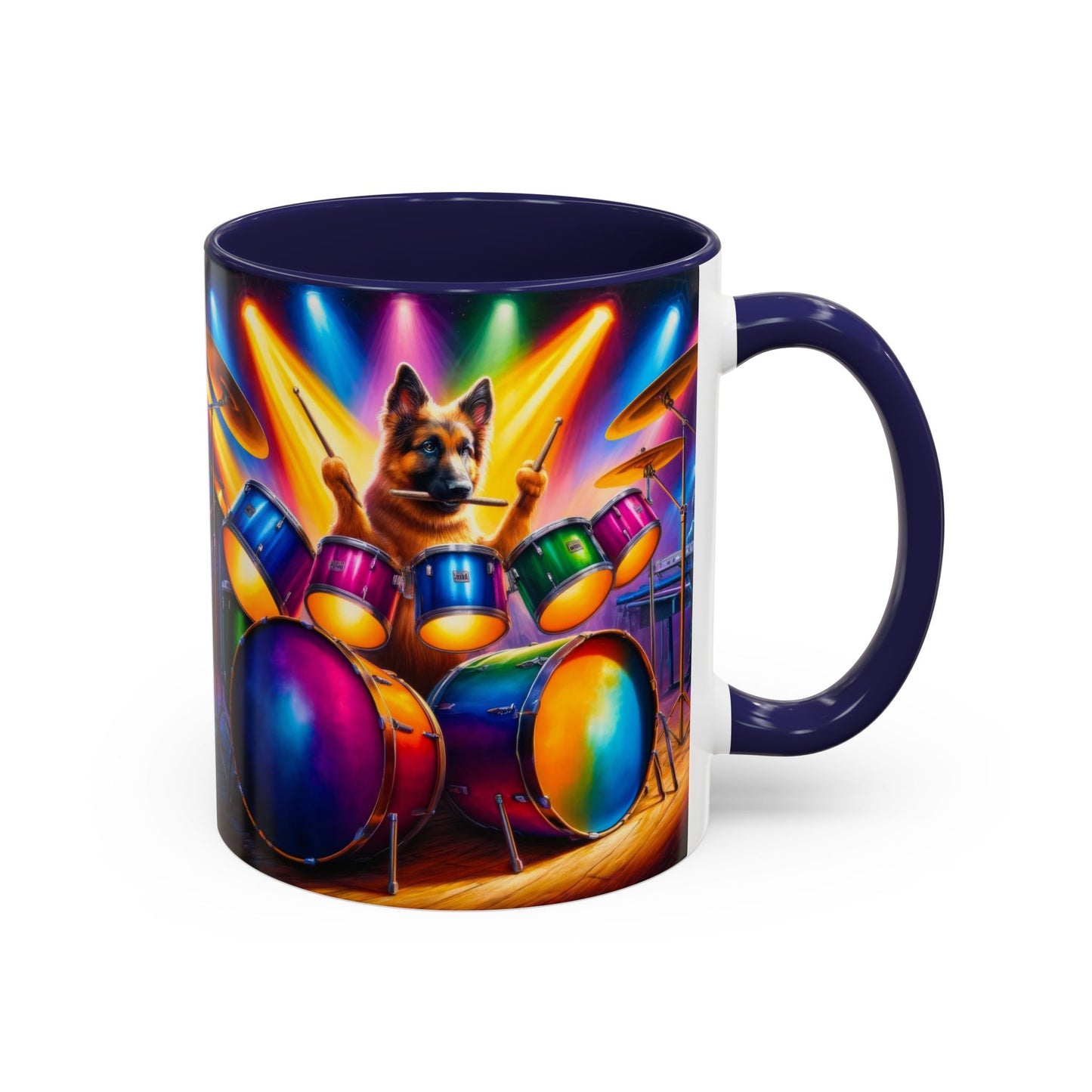 German Shepherd Playing Drums Coffee Mug