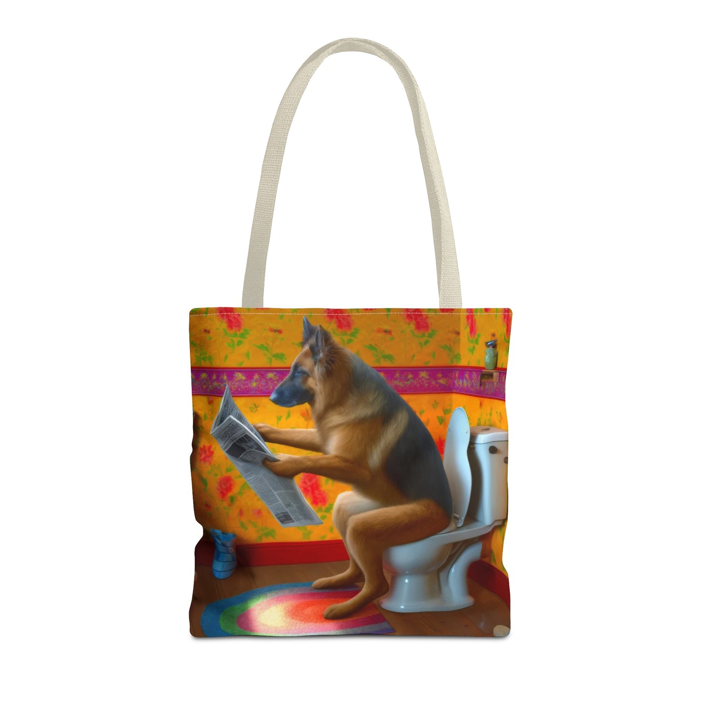 German Shepherd Using a Toilet Tote Bag