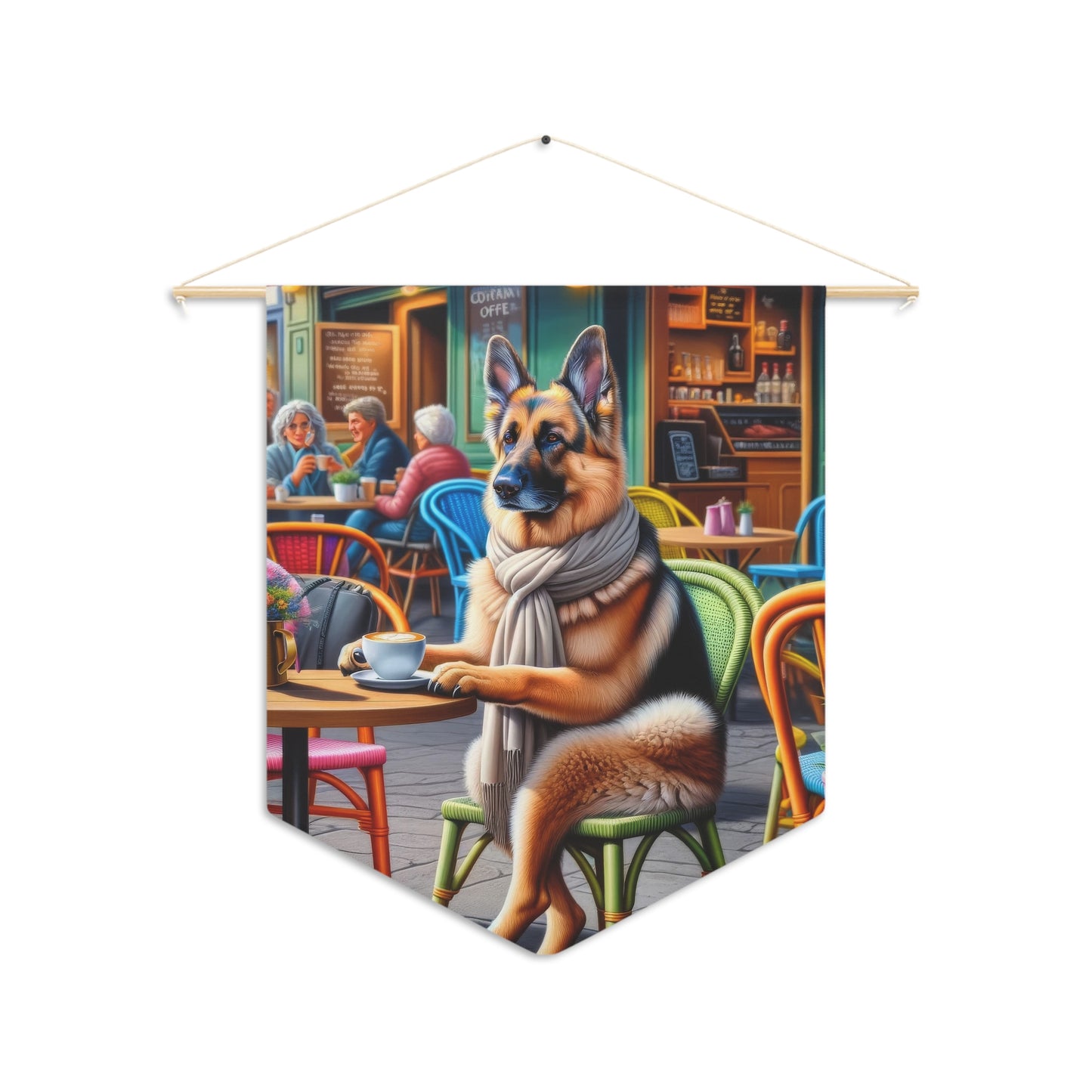 German Shepherd Drinking Pennant