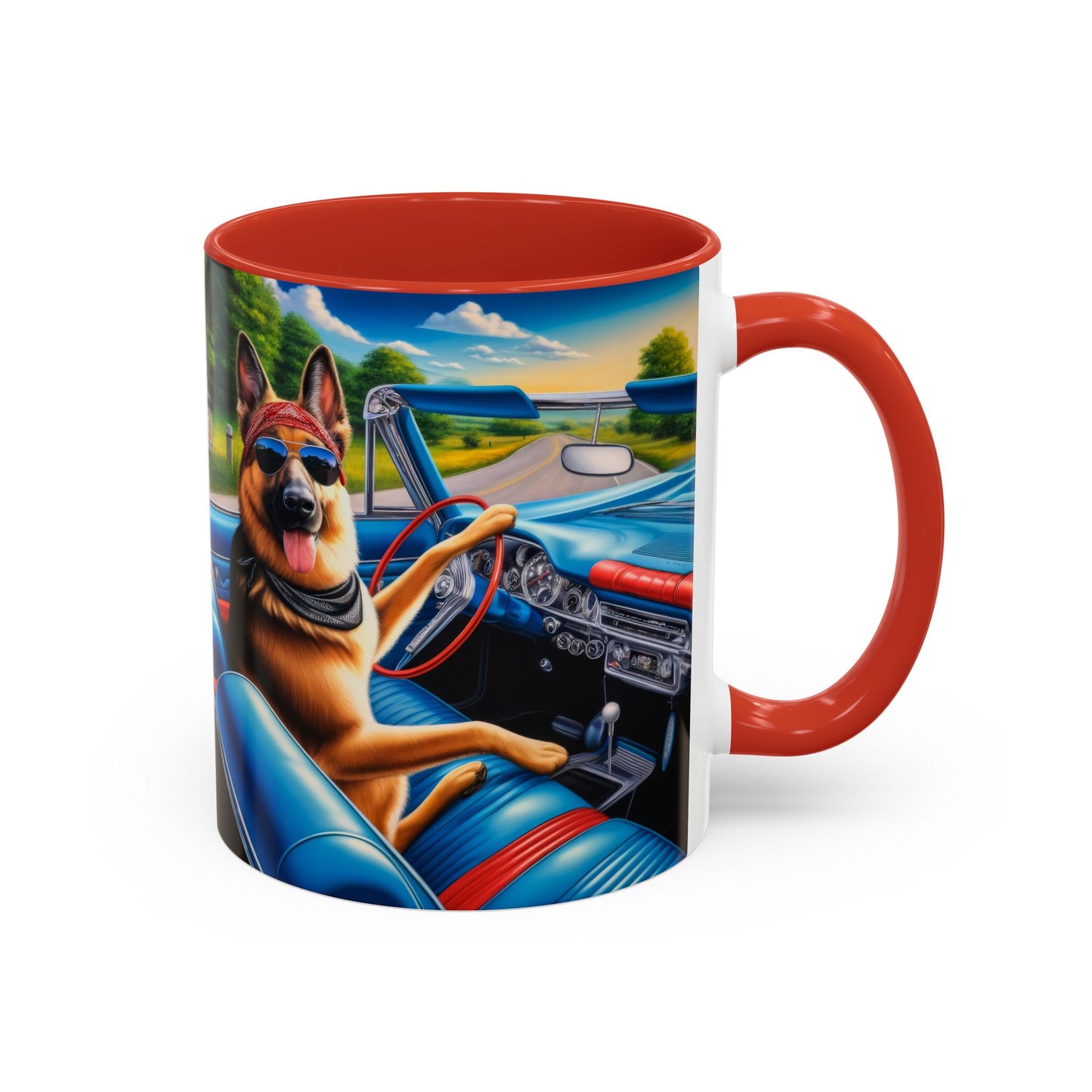 German Shepherd Driving a Car Coffee Mug