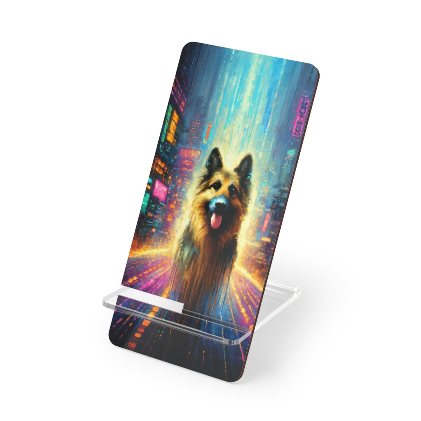 Impressionism meets cyberpunk German Shepherd Smartphone Stand