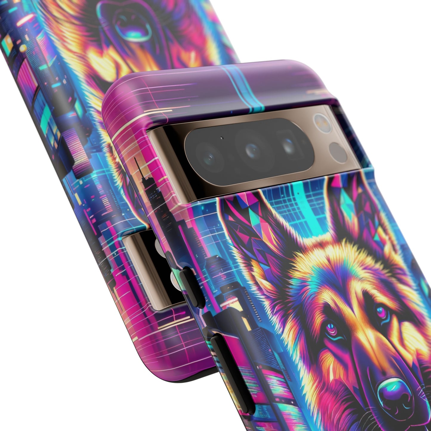 Glitch art German Shepherd Phone Case