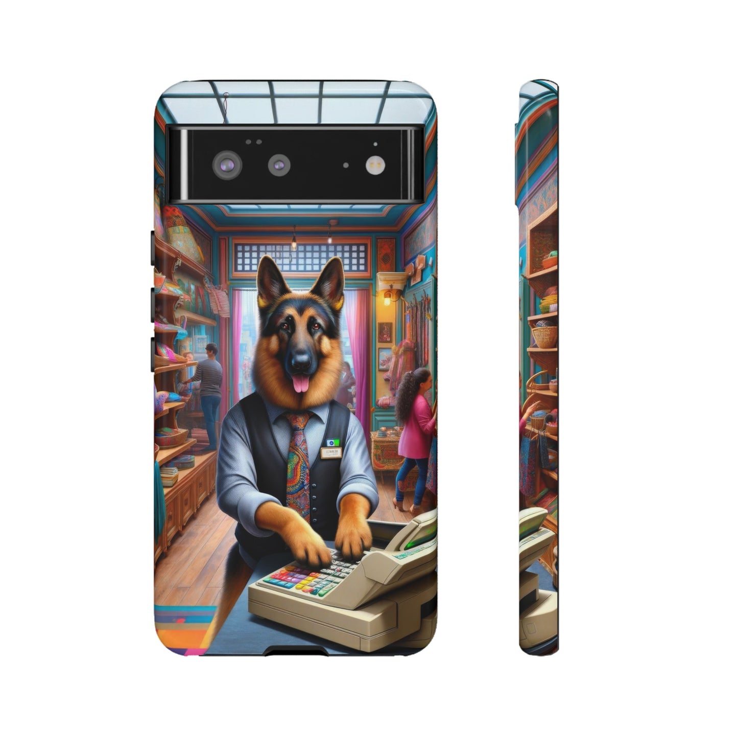 German Shepherd Operating a Cash Register Phone Case