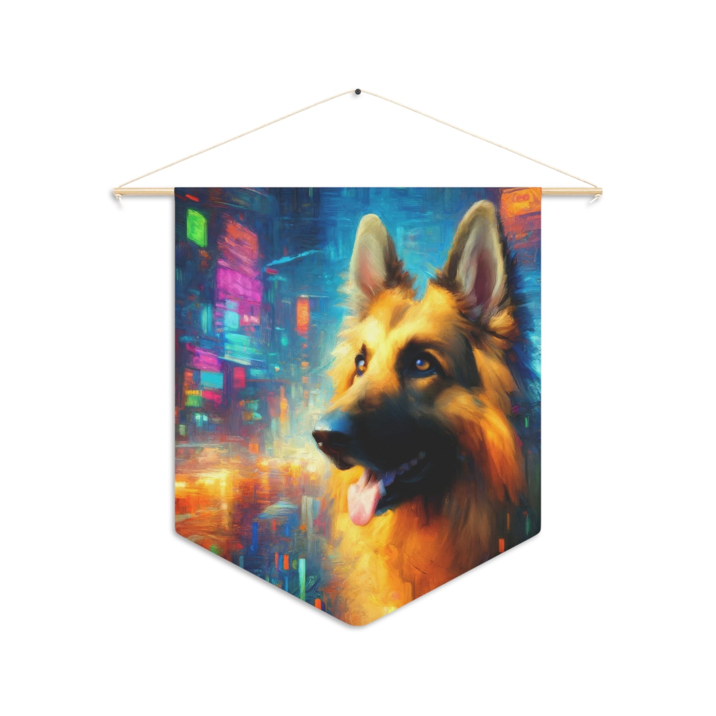 Impressionism meets cyberpunk German Shepherd Pennant