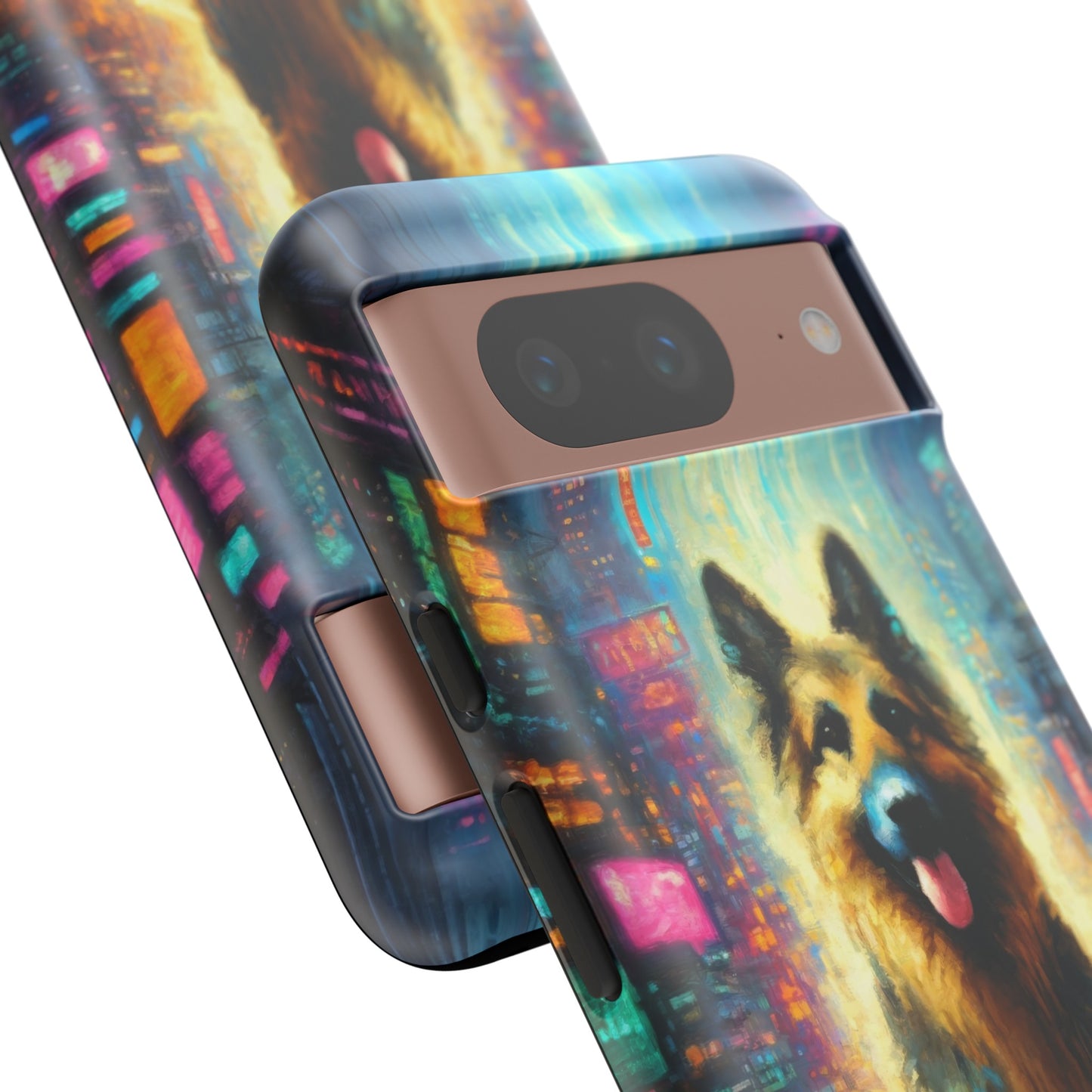 Impressionism meets cyberpunk German Shepherd Phone Case