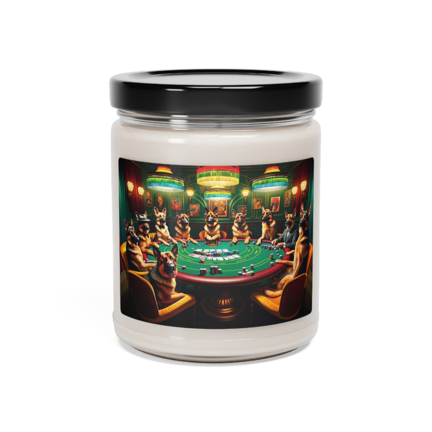 German Shepherds Playing Poker Scented Soy Candle, 9oz