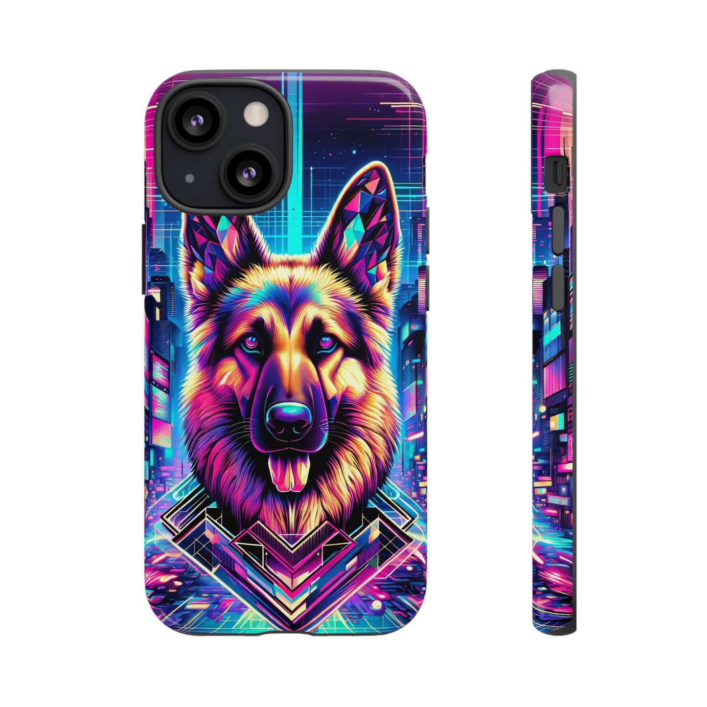 Glitch art German Shepherd Phone Case