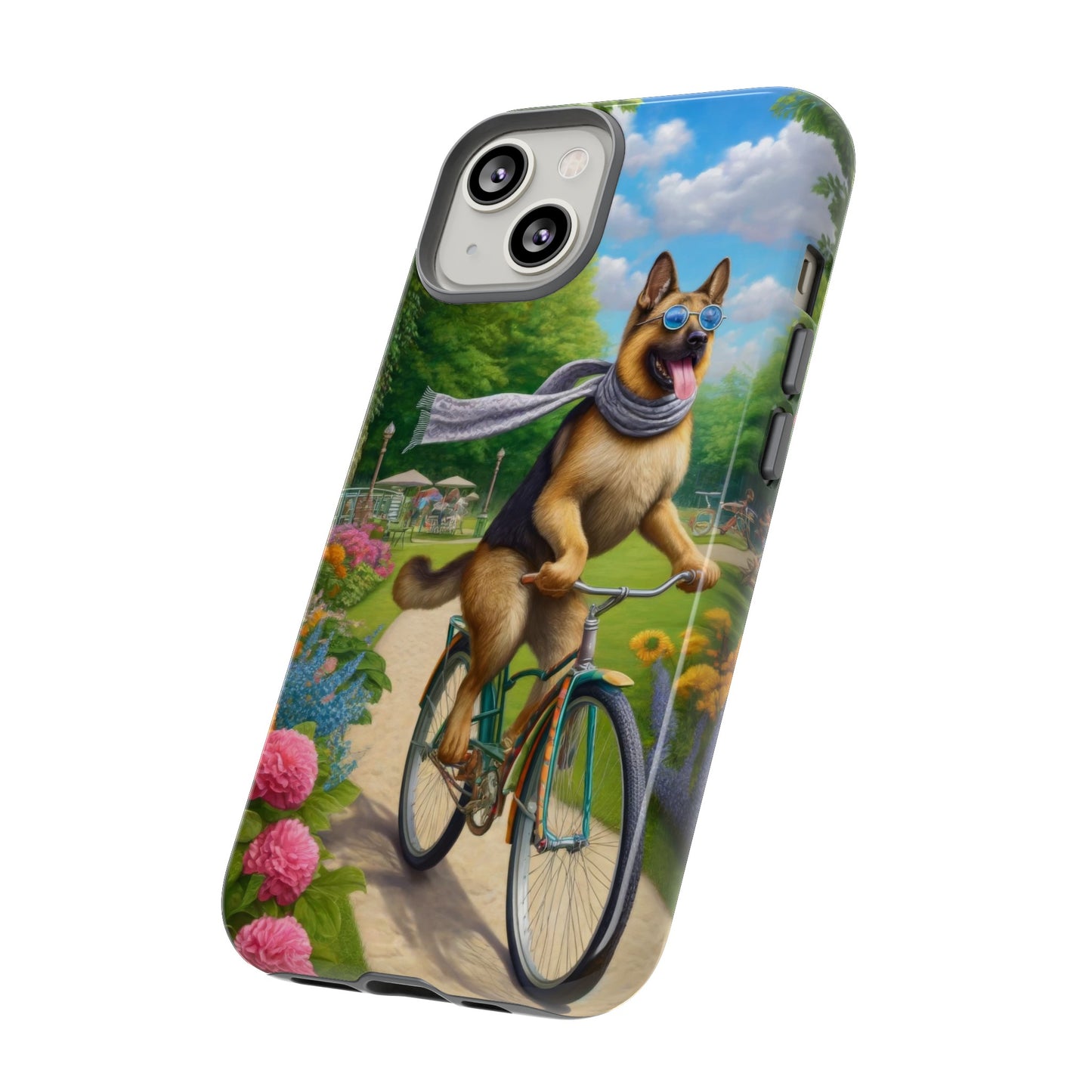 German Shepherd Riding a Bicycle Phone Case