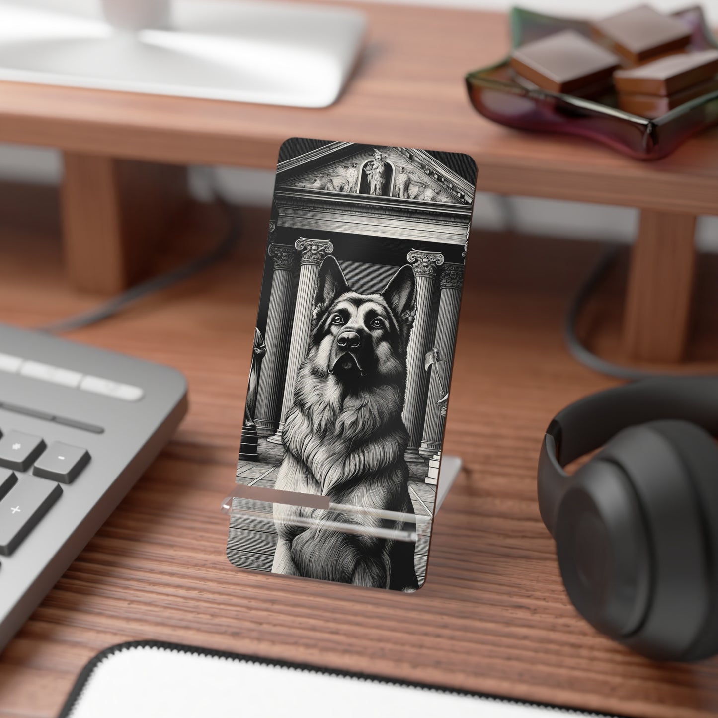 Etching and greco-roman German Shepherd Smartphone Stand