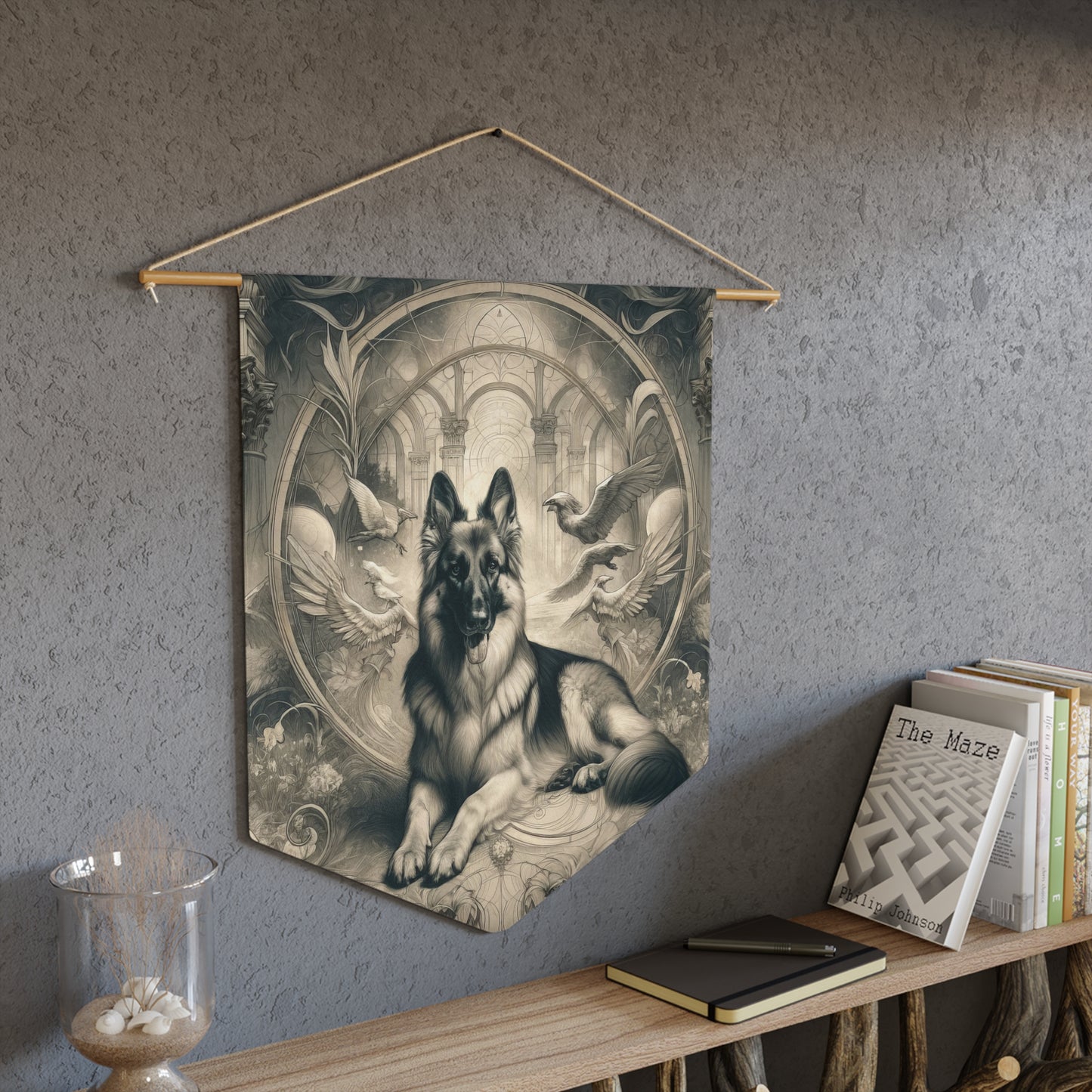 Dreamy fantasy and rococo German Shepherd Pennant