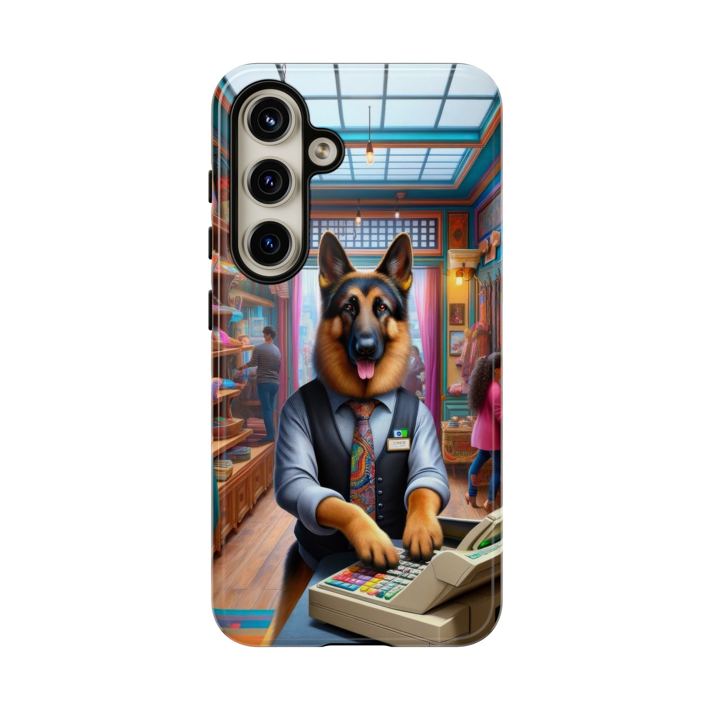 German Shepherd Operating a Cash Register Phone Case