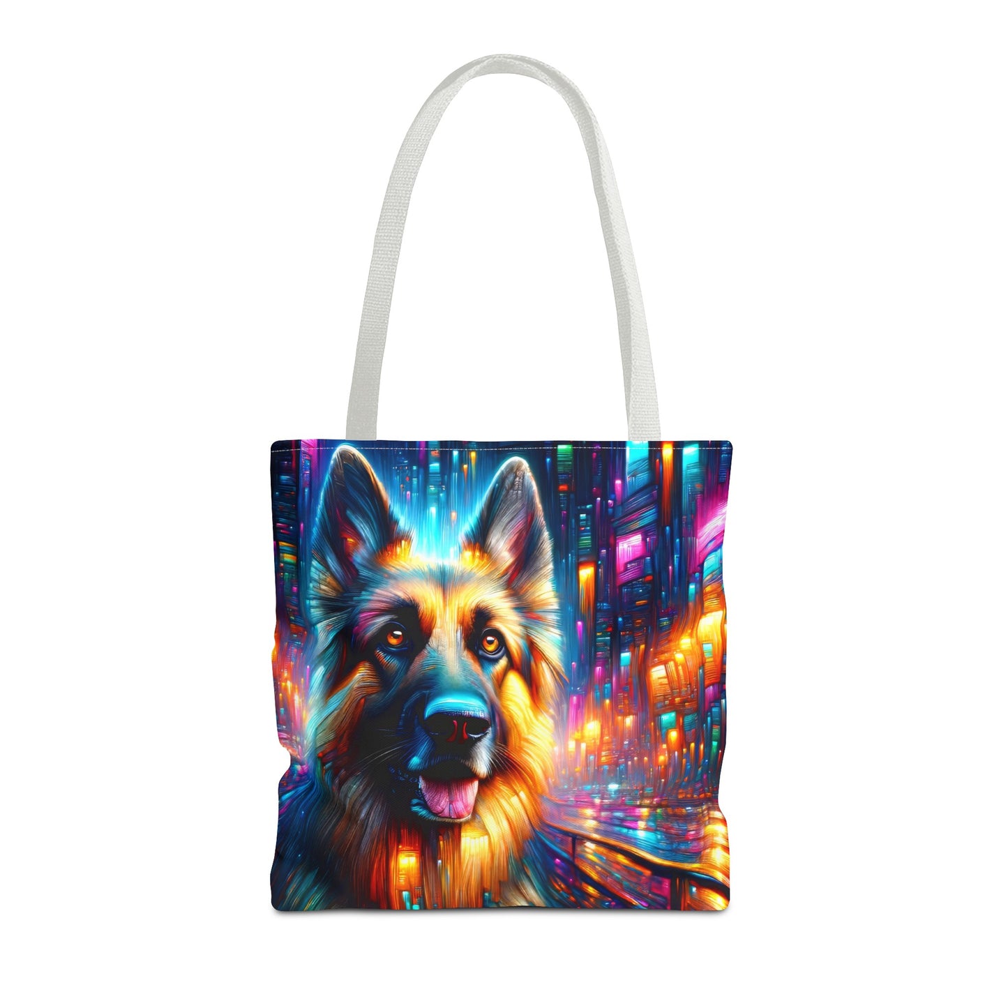 Neon light German Shepherd Tote Bag