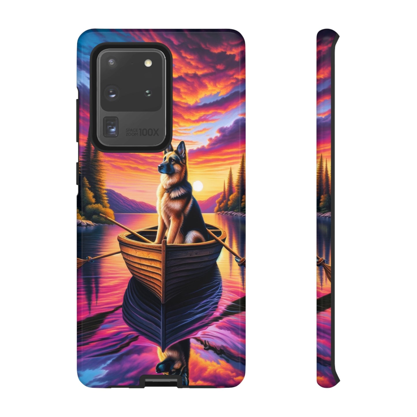 German Shepherd Rowing a boat Phone Case