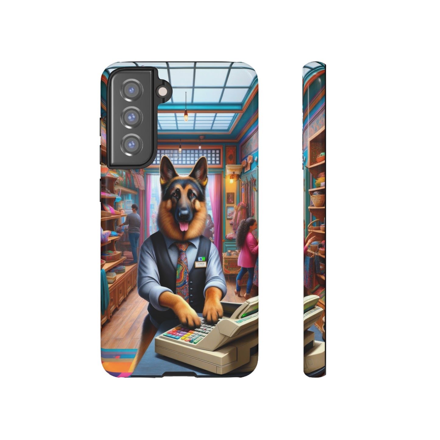 German Shepherd Operating a Cash Register Phone Case