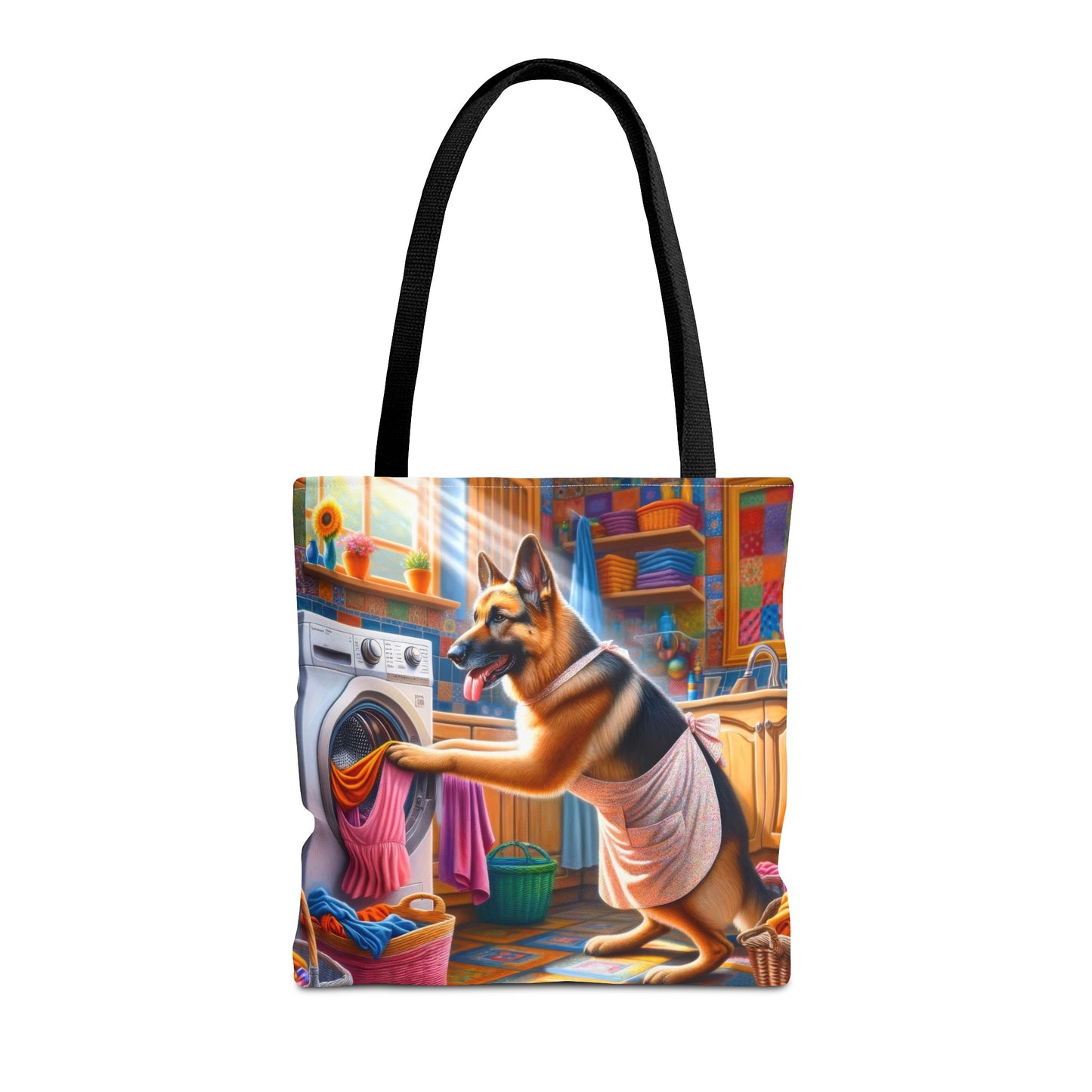 German Shepherd Doing Laundry Tote Bag