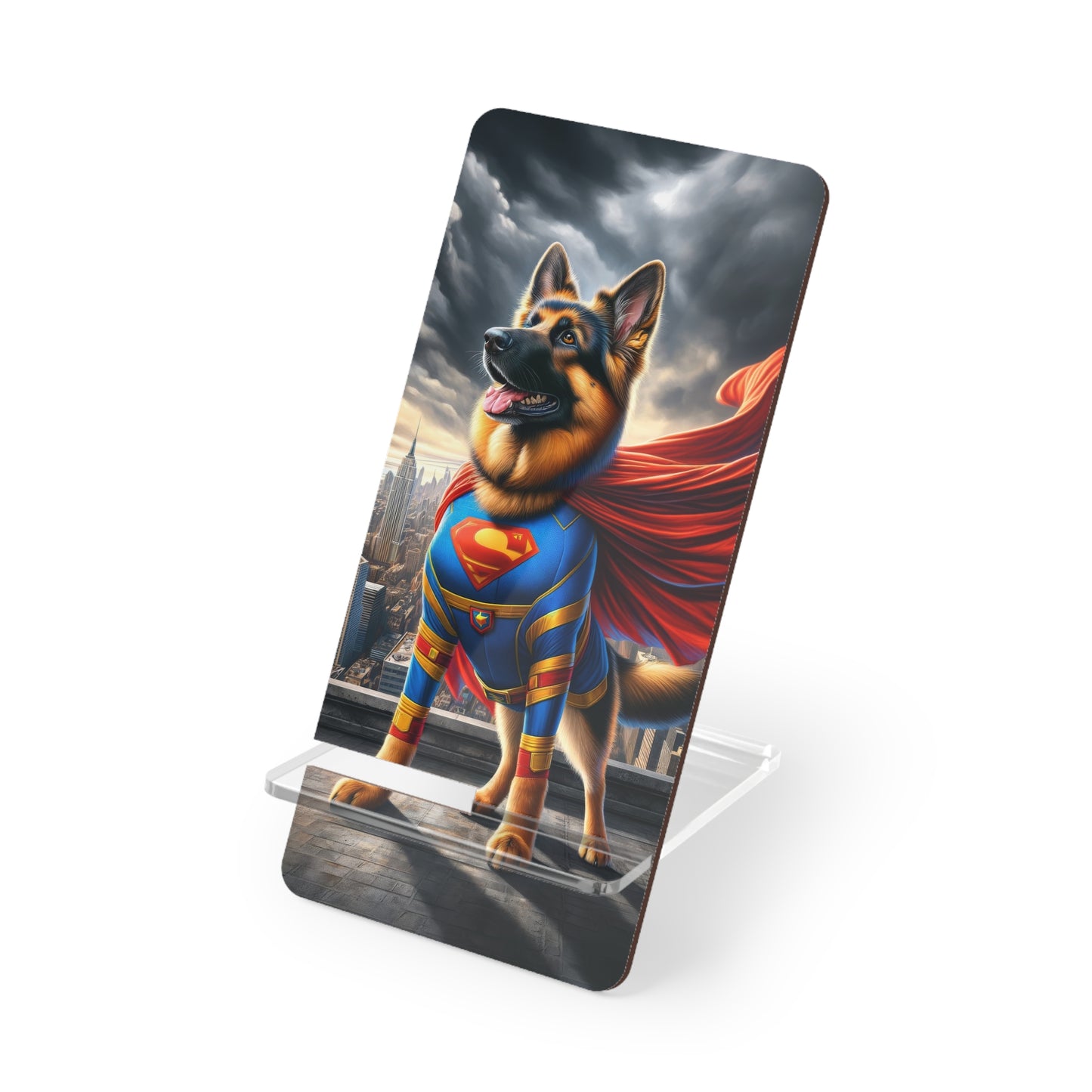 German Shepherd Superhero Smartphone Stand