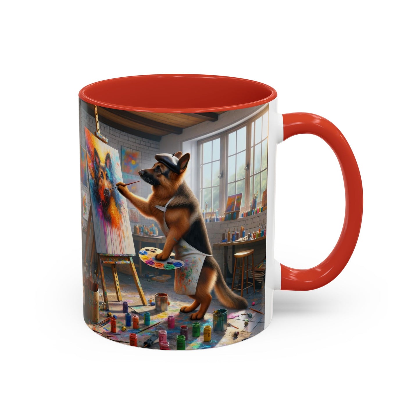 German Shepherd Painting on a Canvas Coffee Mug