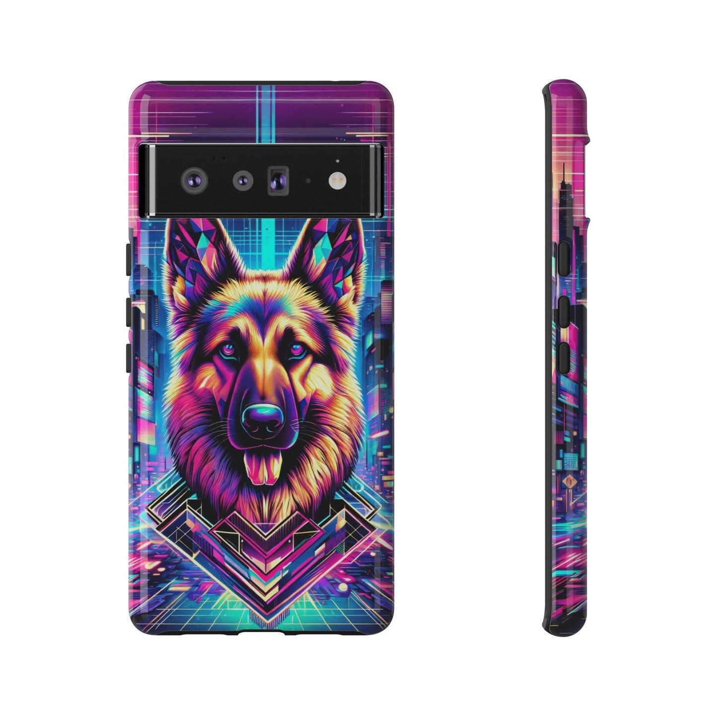 Glitch art German Shepherd Phone Case