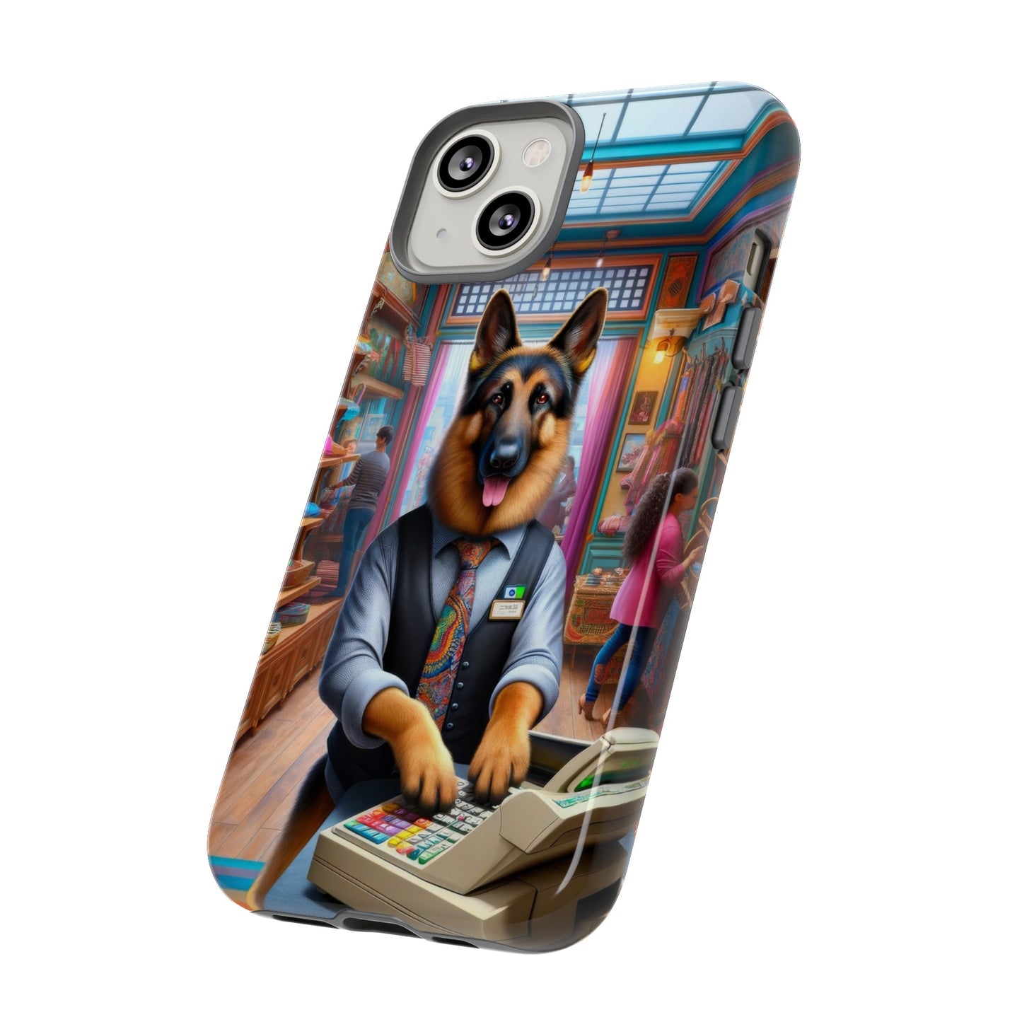 German Shepherd Operating a Cash Register Phone Case