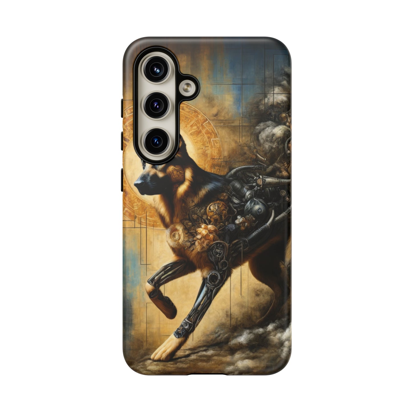 Byzantine, charcoal, and cybernetic German Shepherd Phone Case