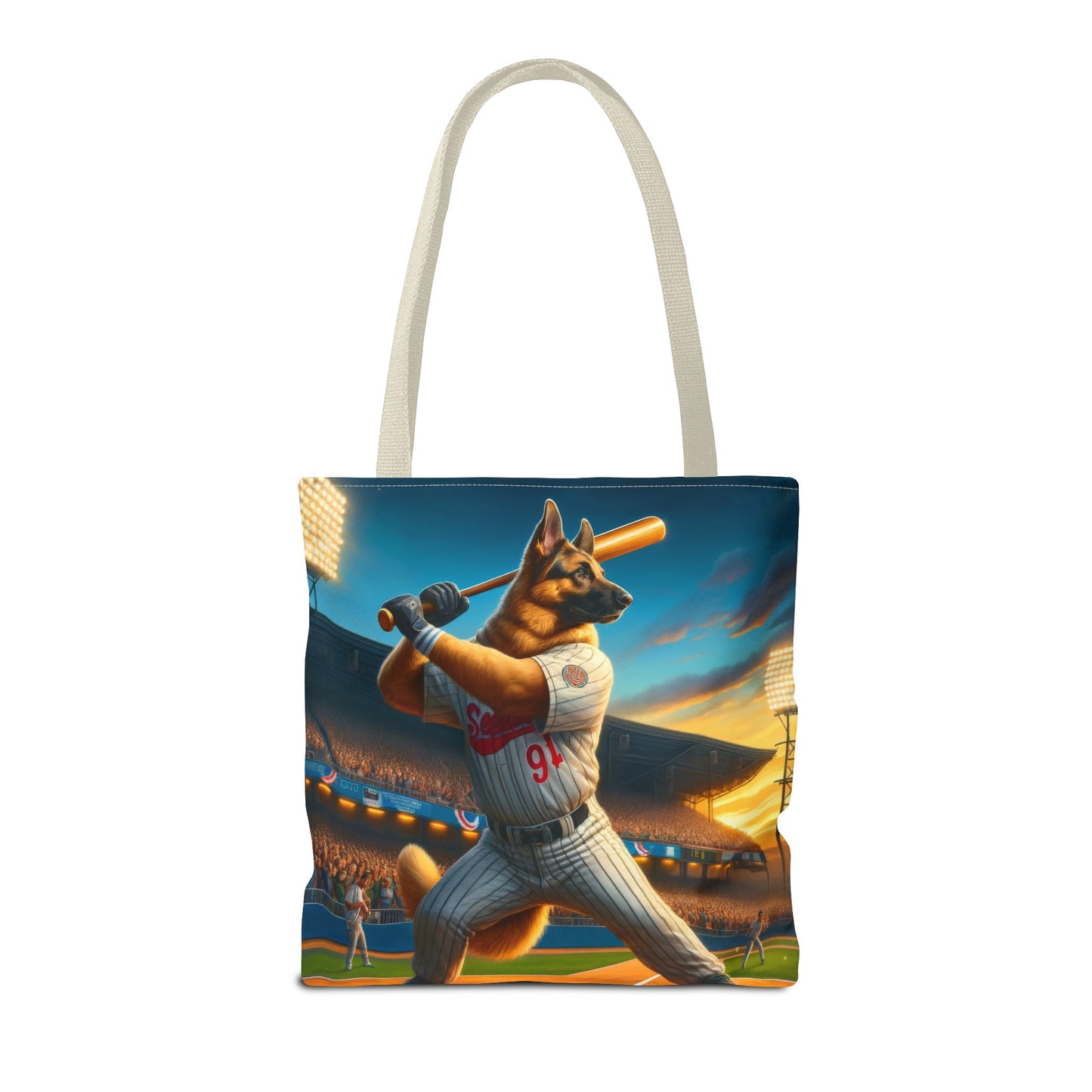 German Shepherd Playing Baseball Tote Bag