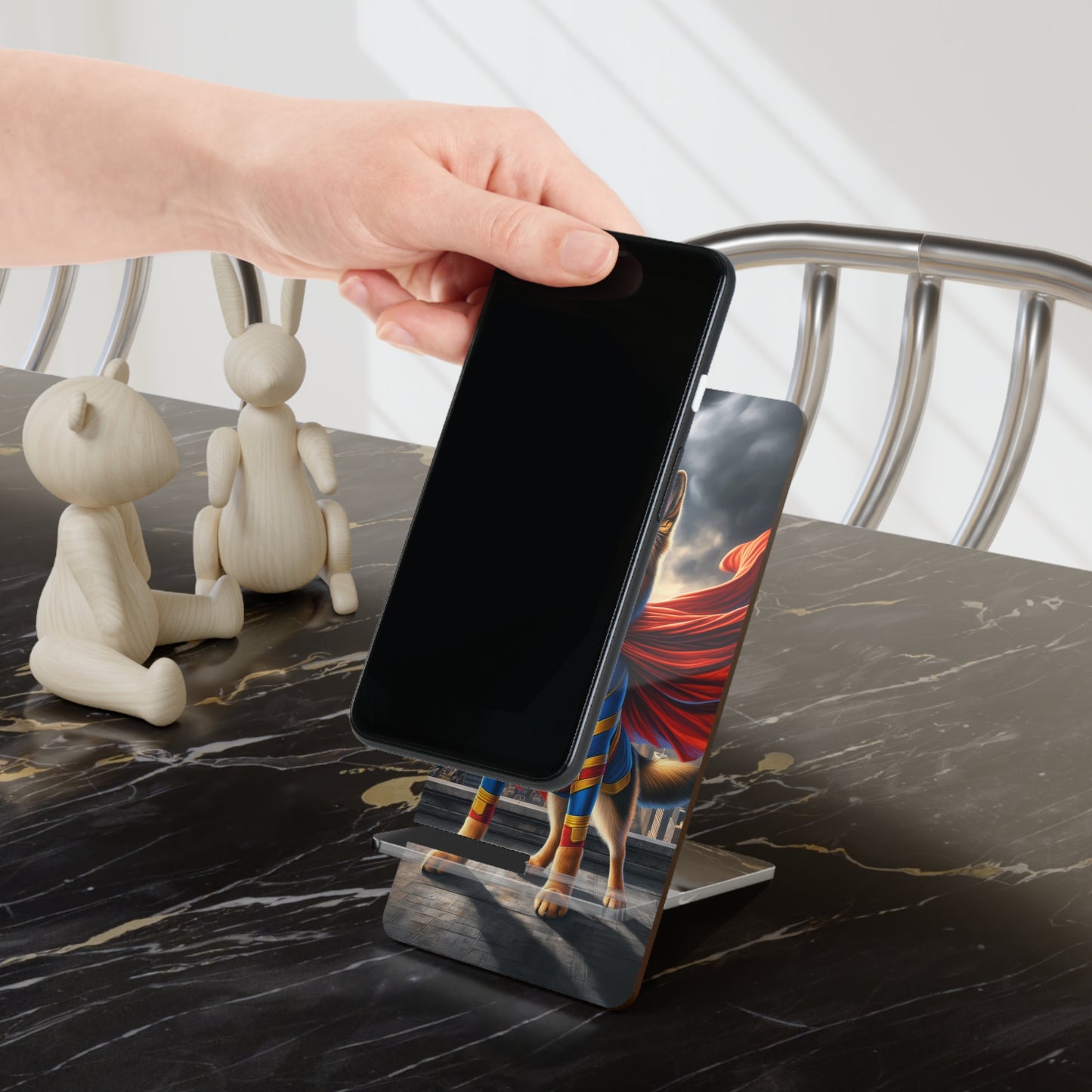 German Shepherd Superhero Smartphone Stand