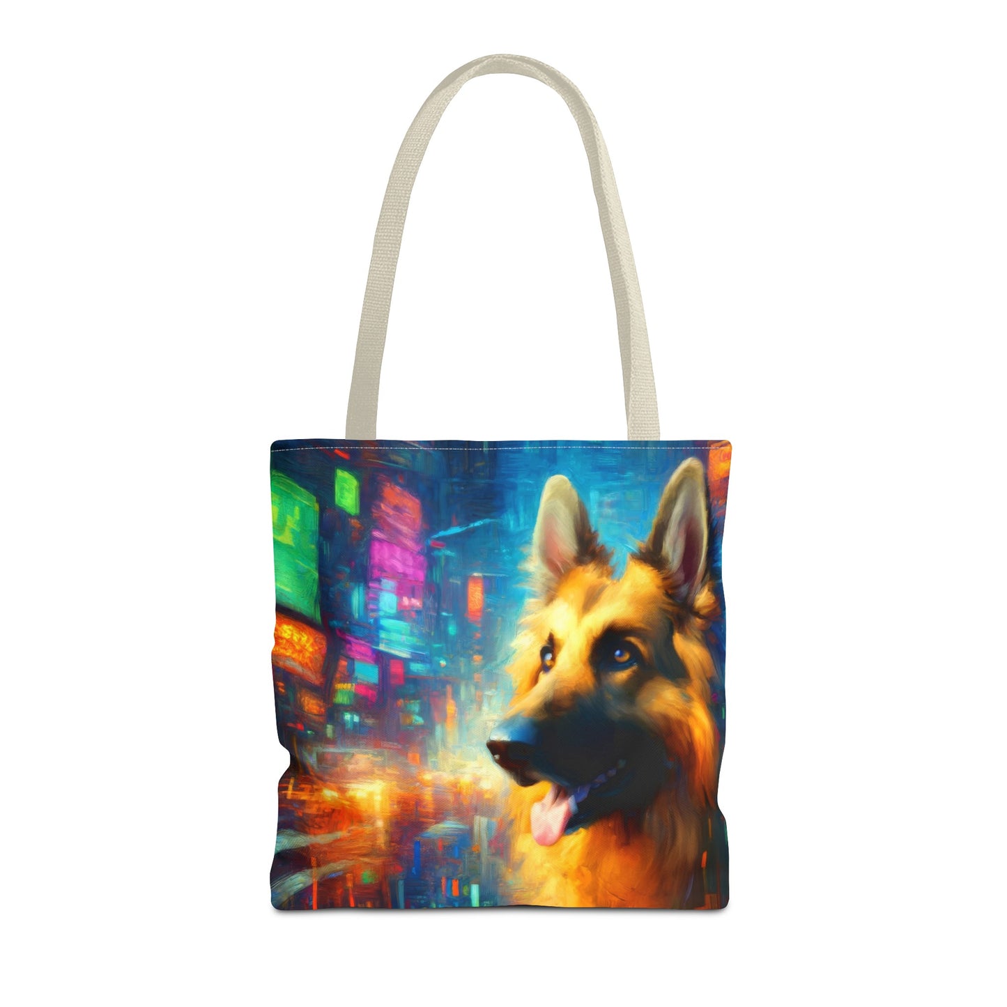 Impressionism meets cyberpunk German Shepherd Tote Bag