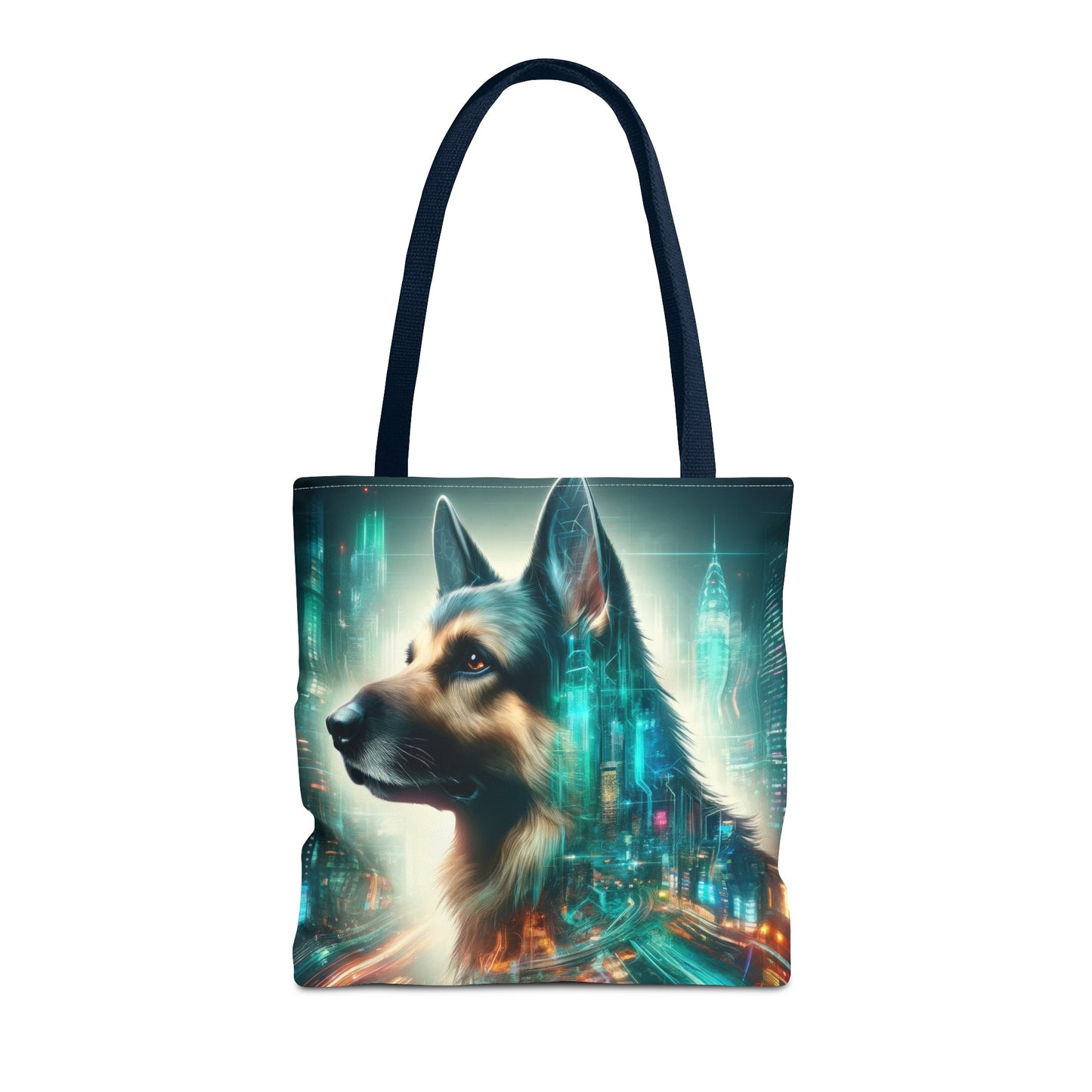 Cyberpunk German Shepherd Tote Bag