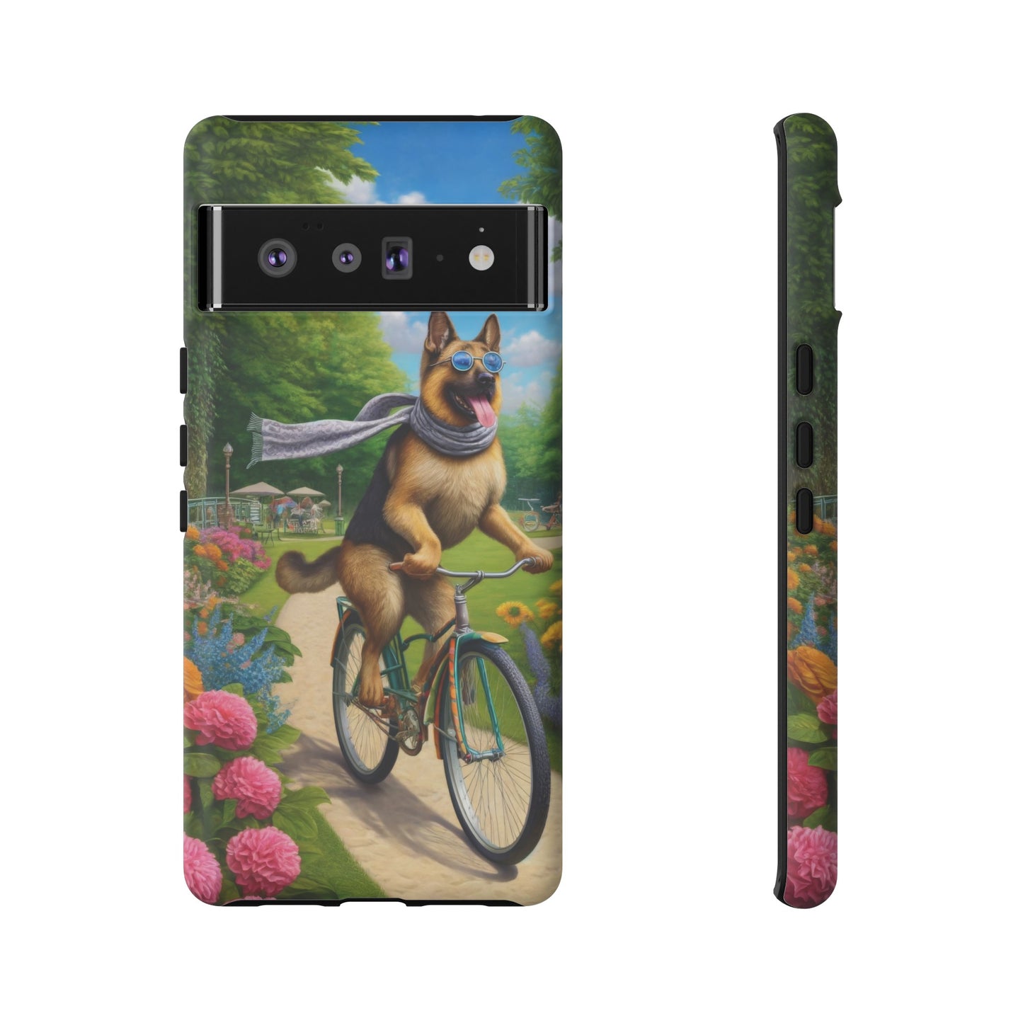 German Shepherd Riding a Bicycle Phone Case