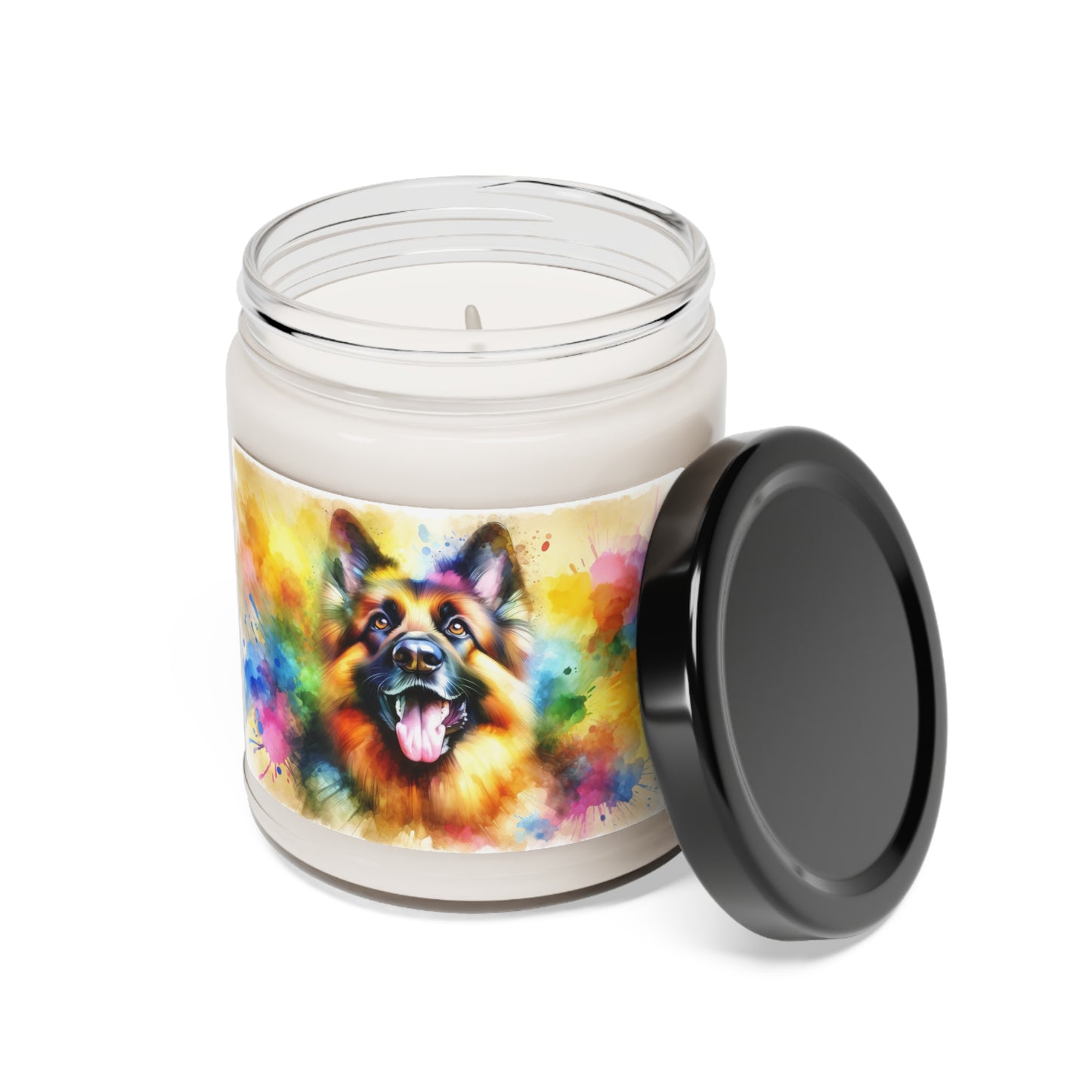 German Shepherd in Watercolor Scented Soy Candle, 9oz