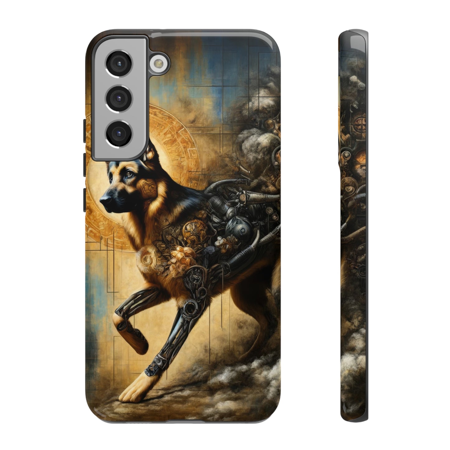 Byzantine, charcoal, and cybernetic German Shepherd Phone Case