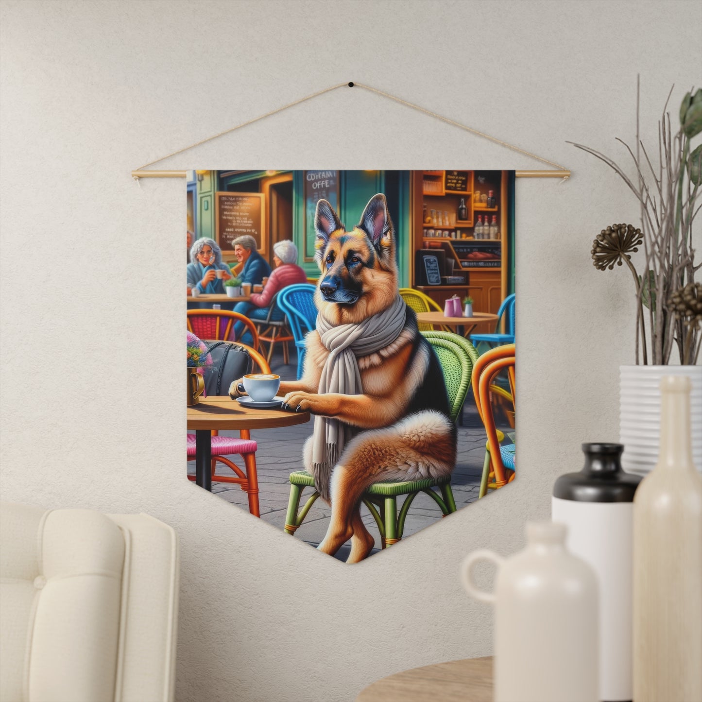 German Shepherd Drinking Pennant